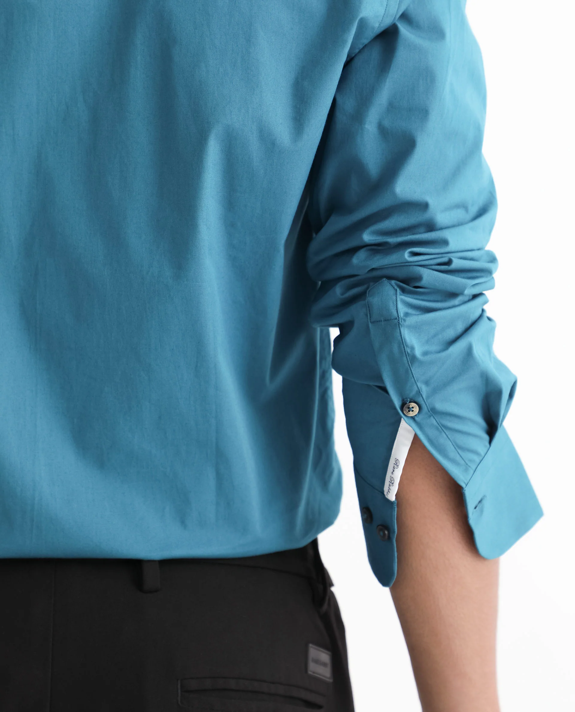 Rare Rabbit Men's Neutronss Petrol Cotton Plain Tailored Fit Full Sleeve Collared Shirt - Image 5