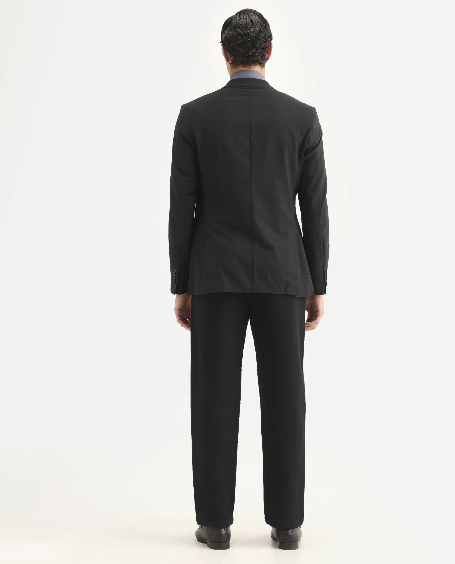 Rare Rabbit Men's Neux Black Cotton Fabric Regular Fit Textured Trouser - Image 7