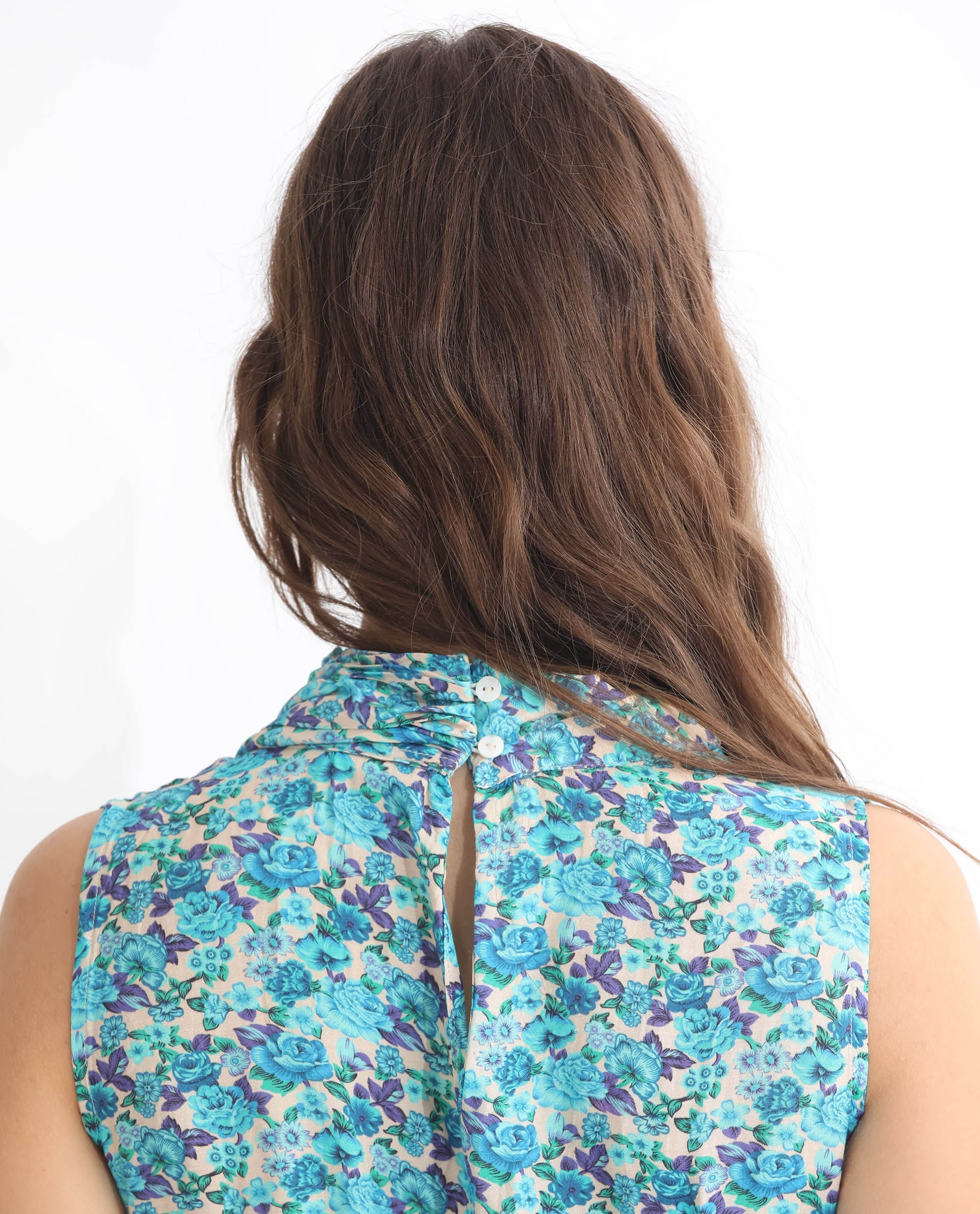 Rareism Women's Never Blue Cotton Blend High Neck Floral Print Sleeveless Tailored Top - Image 12