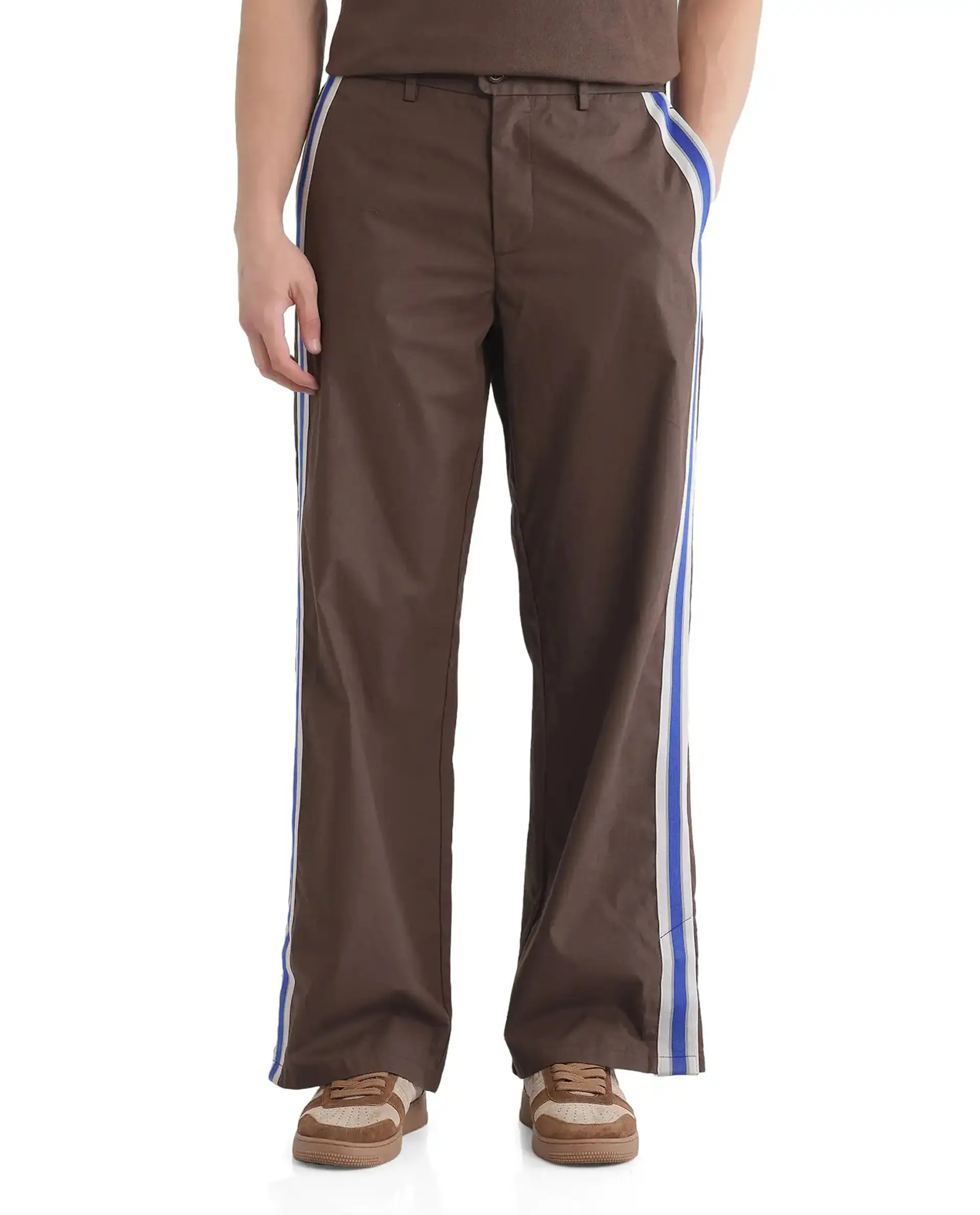 Rare Rabbit Men's Newnon Brown Cotton Plain Baggy Fit Track Pant - Image 10