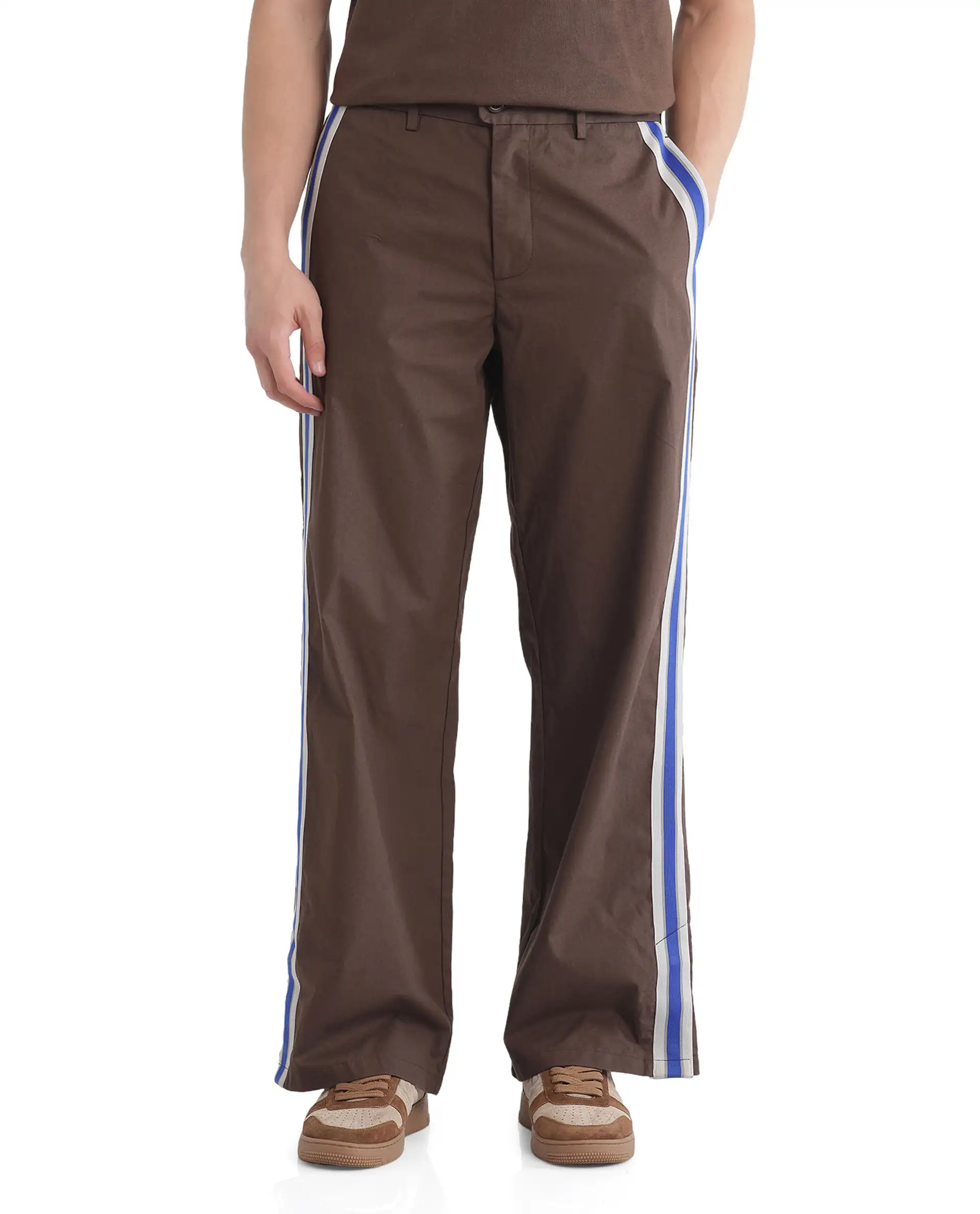 Rare Rabbit Men's Newnon Brown Cotton Plain Baggy Fit Track Pant - Image 2
