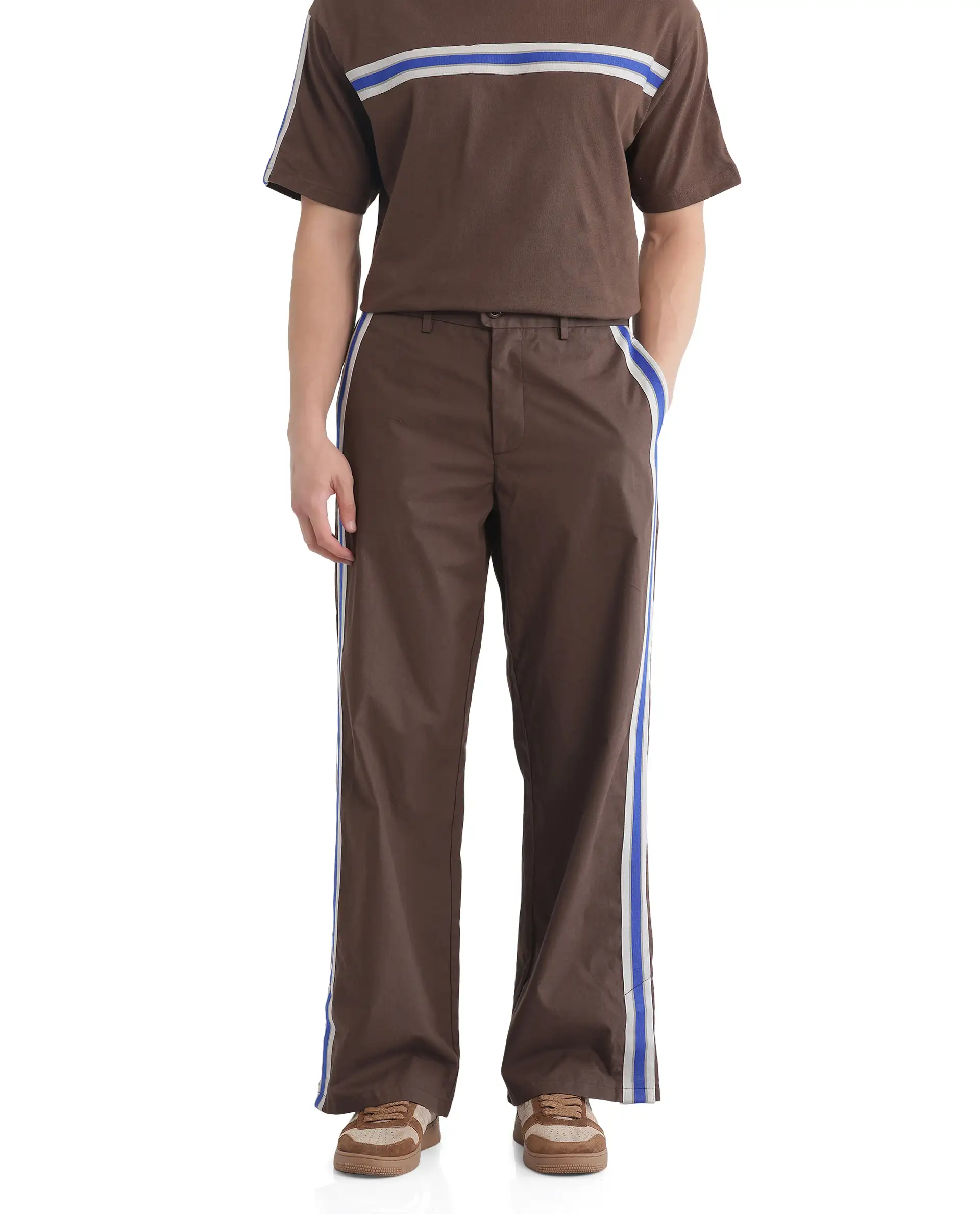 Rare Rabbit Men's Newnon Brown Cotton Plain Baggy Fit Track Pant - Image 5