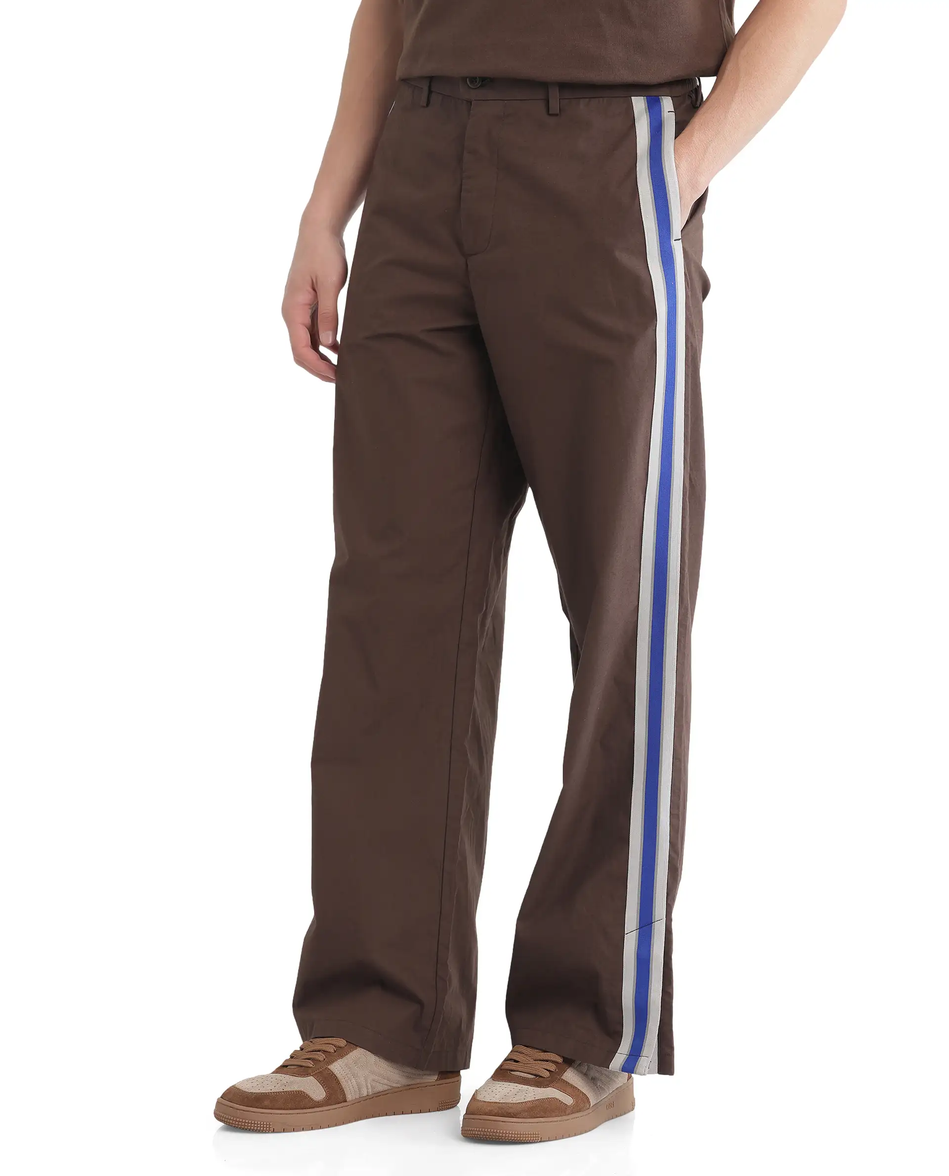 Rare Rabbit Men's Newnon Brown Cotton Plain Baggy Fit Track Pant - Image 6