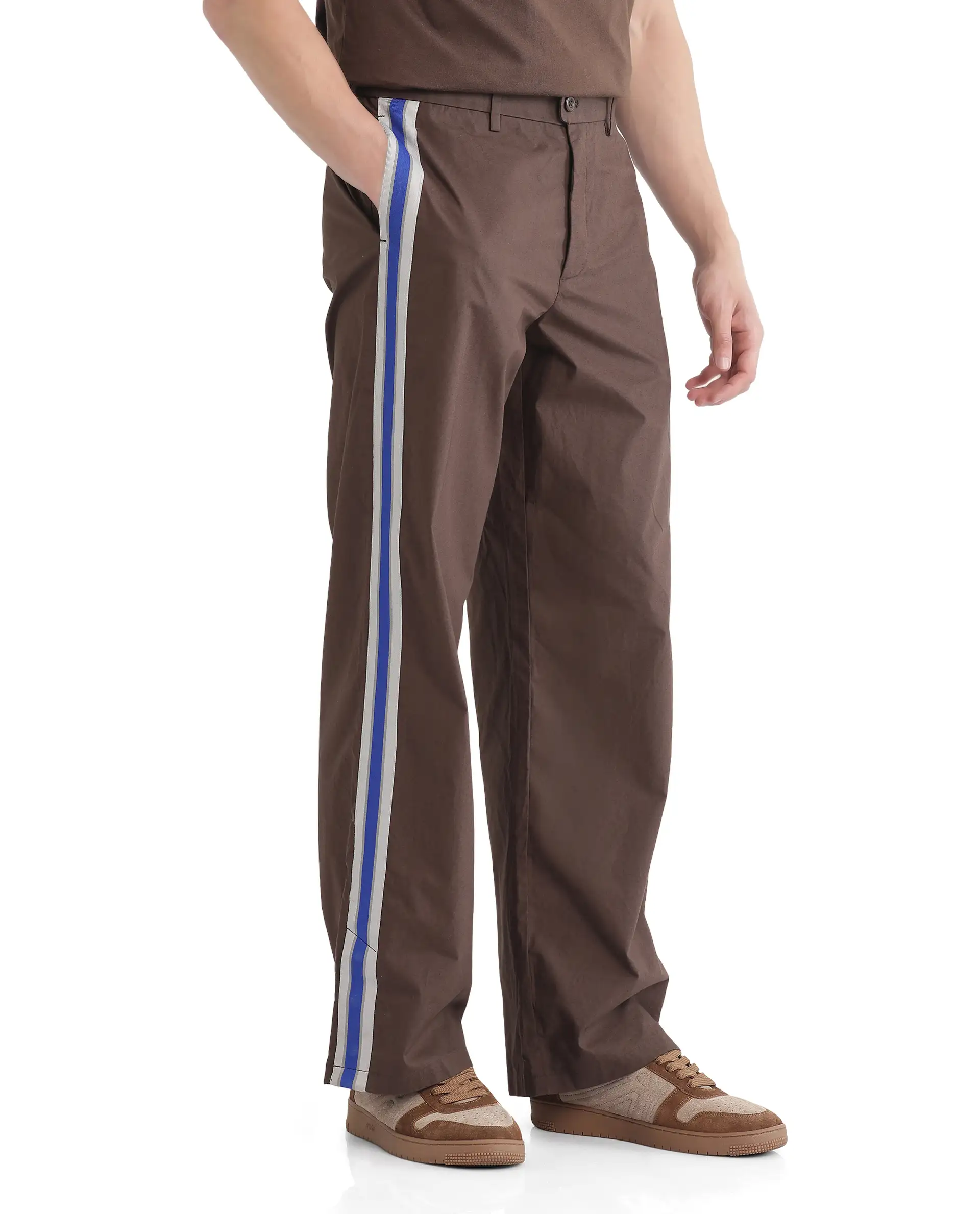 Rare Rabbit Men's Newnon Brown Cotton Plain Baggy Fit Track Pant - Image 7