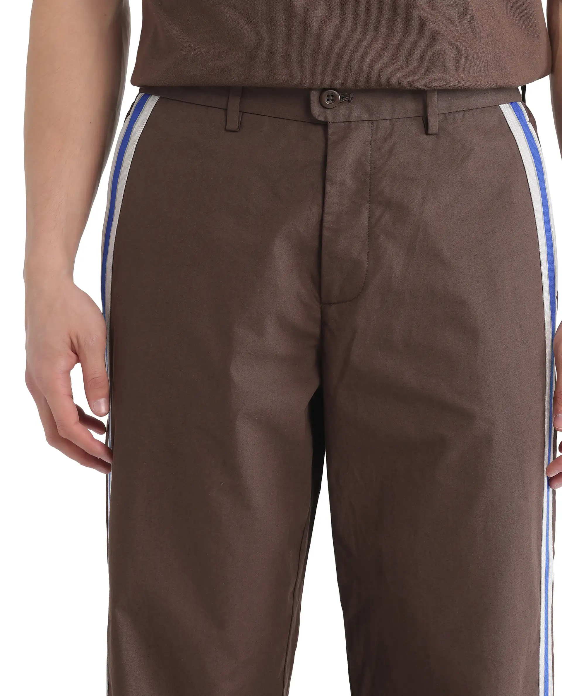 Rare Rabbit Men's Newnon Brown Cotton Plain Baggy Fit Track Pant - Image 8