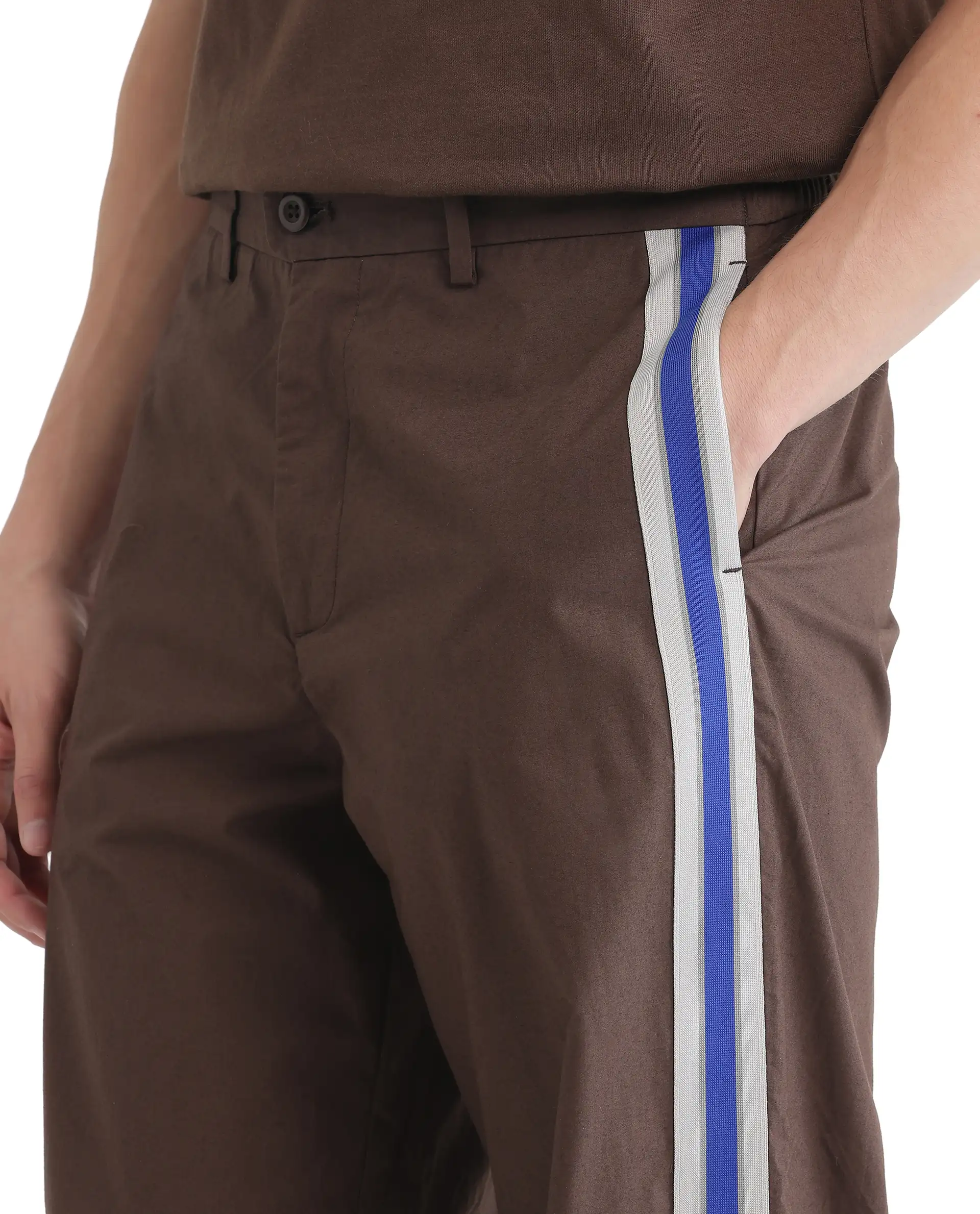Rare Rabbit Men's Newnon Brown Cotton Plain Baggy Fit Track Pant - Image 9