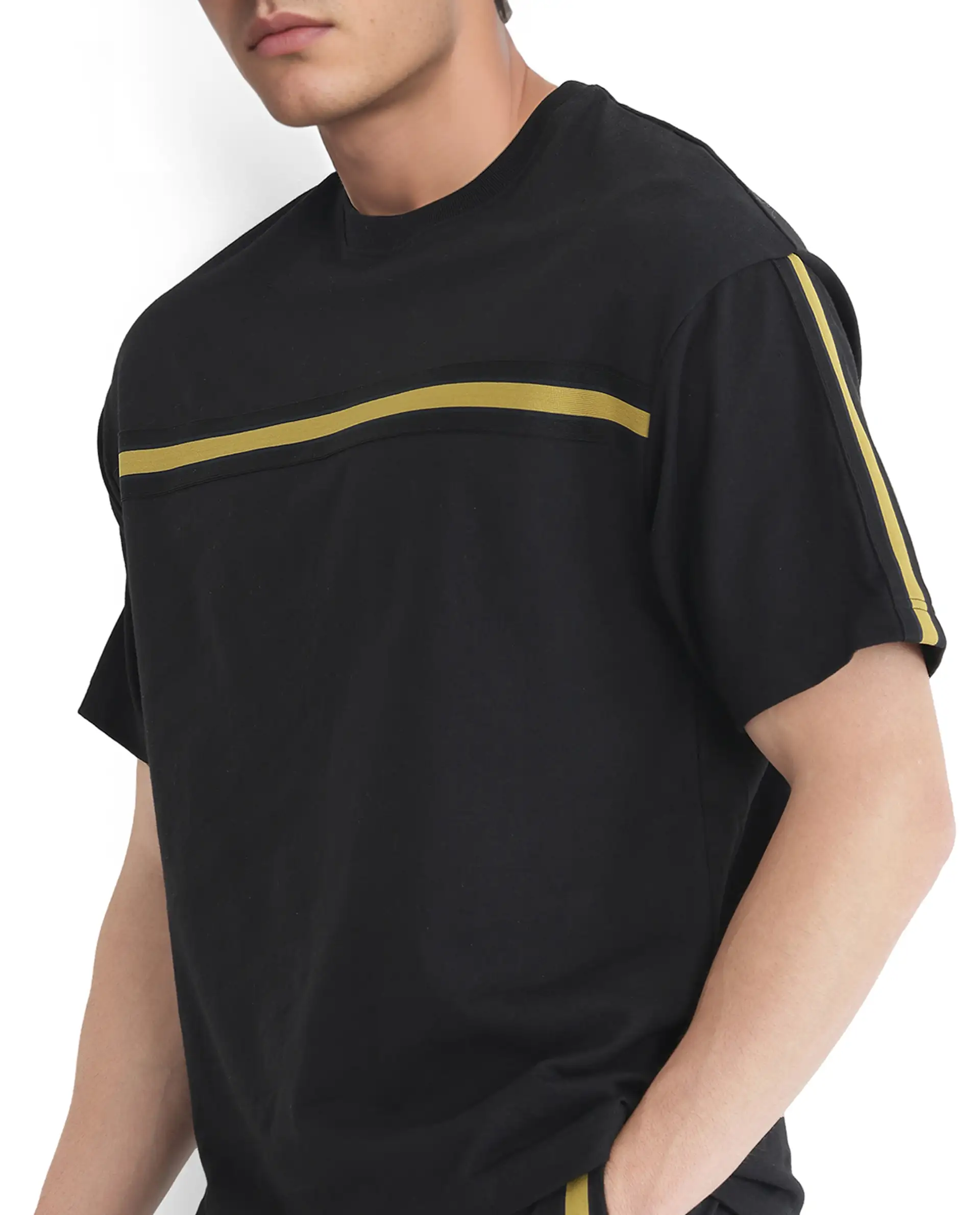 Rare Rabbit Men's Newnon-T Black Cotton Printed Boxy Fit Half Sleeve Crew Neck T-Shirt - Image 6