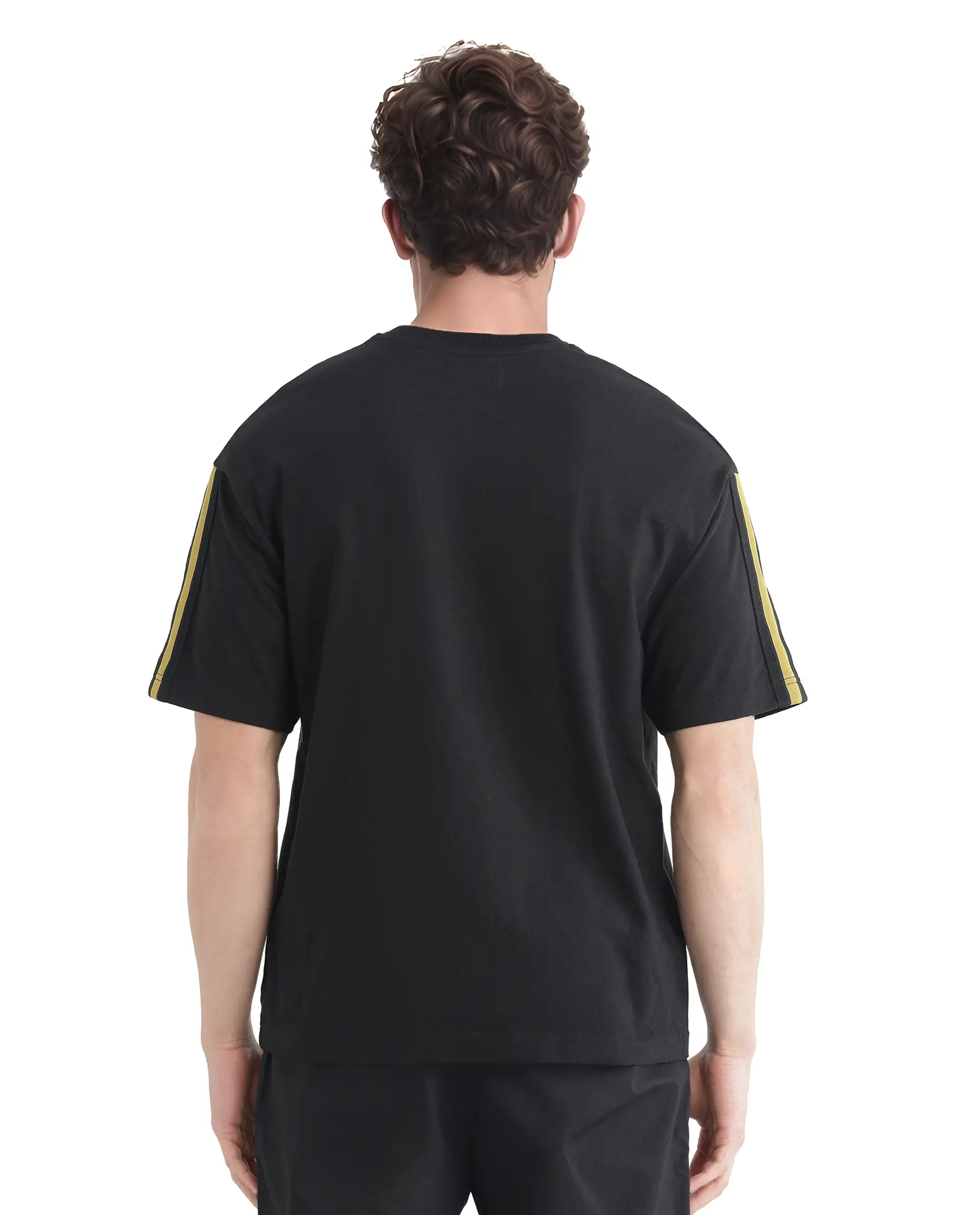 Rare Rabbit Men's Newnon-T Black Cotton Printed Boxy Fit Half Sleeve Crew Neck T-Shirt - Image 8