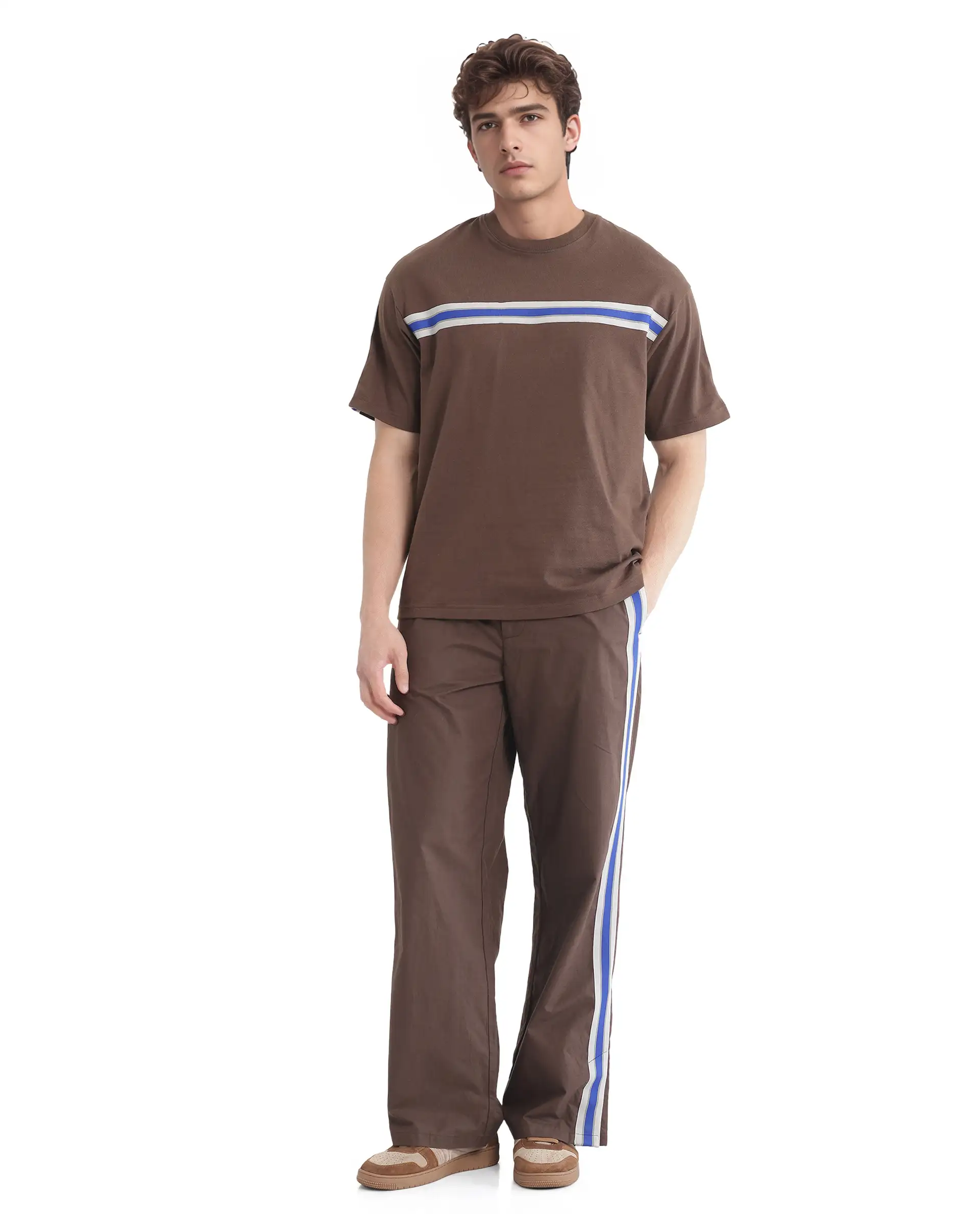 Rare Rabbit Men's Newnon-T Brown Cotton Printed Boxy Fit Half Sleeve Crew Neck T-Shirt - Image 2