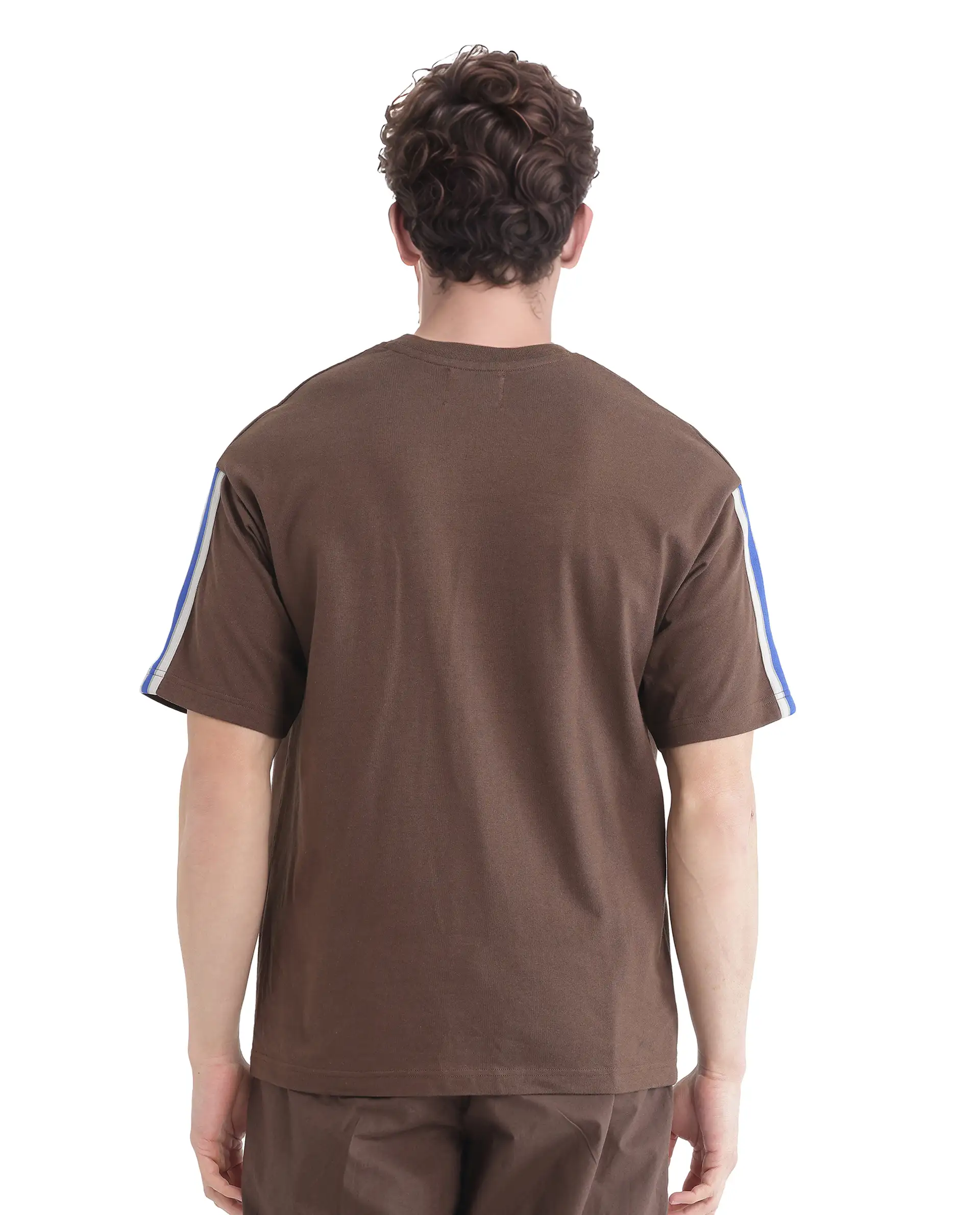 Rare Rabbit Men's Newnon-T Brown Cotton Printed Boxy Fit Half Sleeve Crew Neck T-Shirt - Image 7
