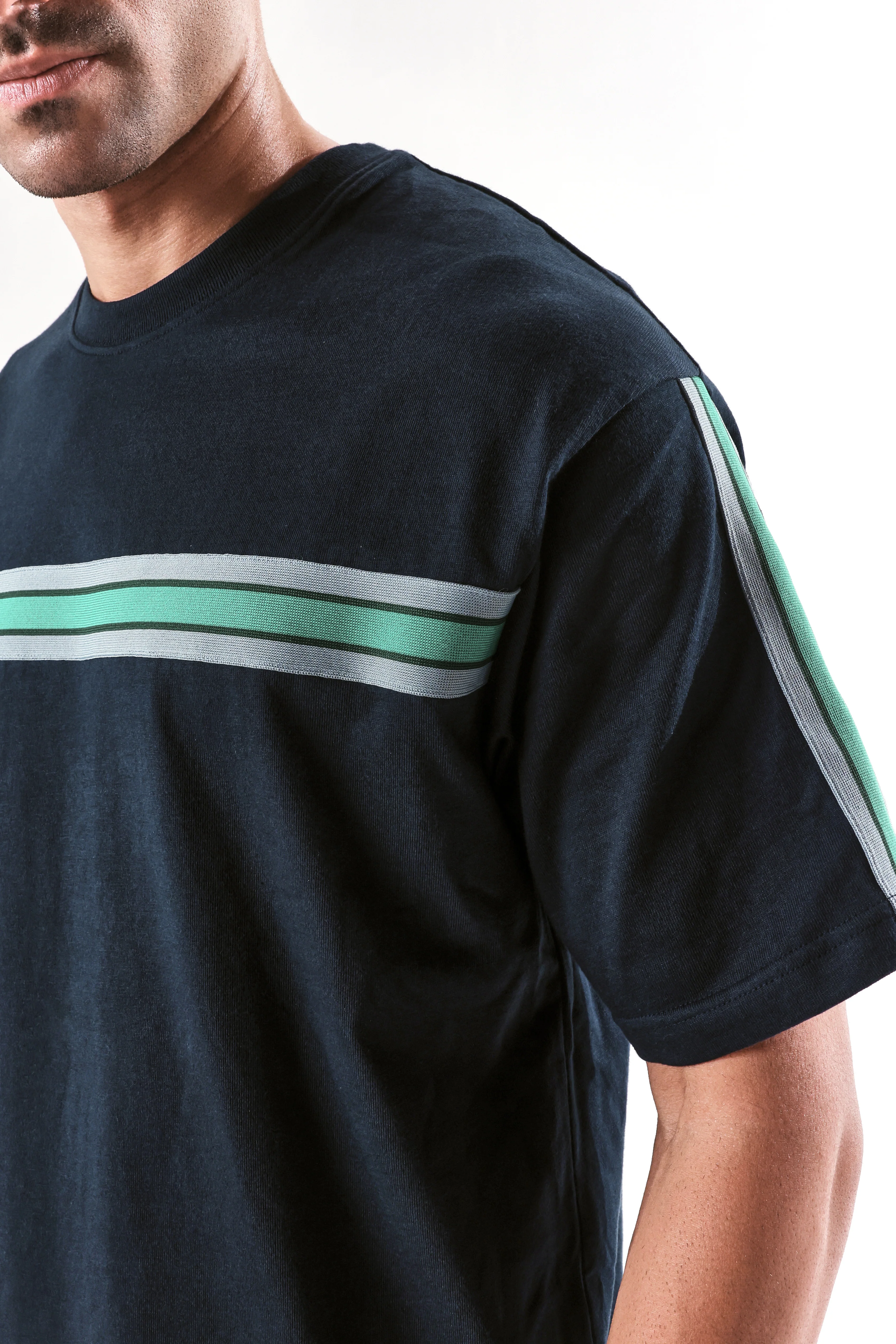 Rare Rabbit Men's Newnon-T Navy Cotton Boxy Fit Half Sleeve Crew Neck T-Shirt - Image 5