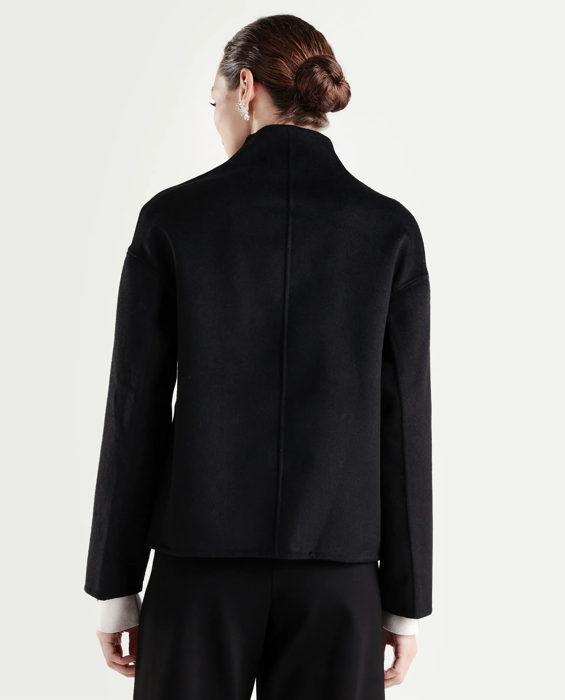 Rareism Women's Newool Black Polyester Blend High Neck Regular Fit Jacket - Image 7