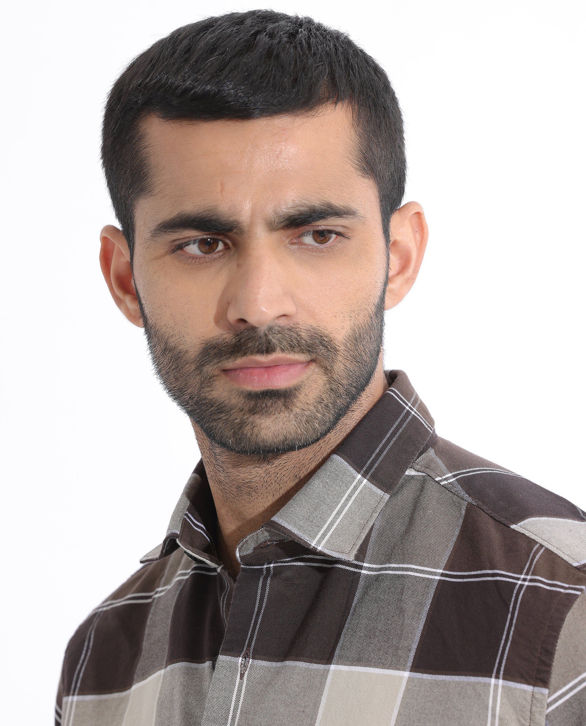 Rare Rabbit Men's Newton Dark Brown Cotton Checked Print Regular Fit Full Sleeve Collared Shirt - Image 6