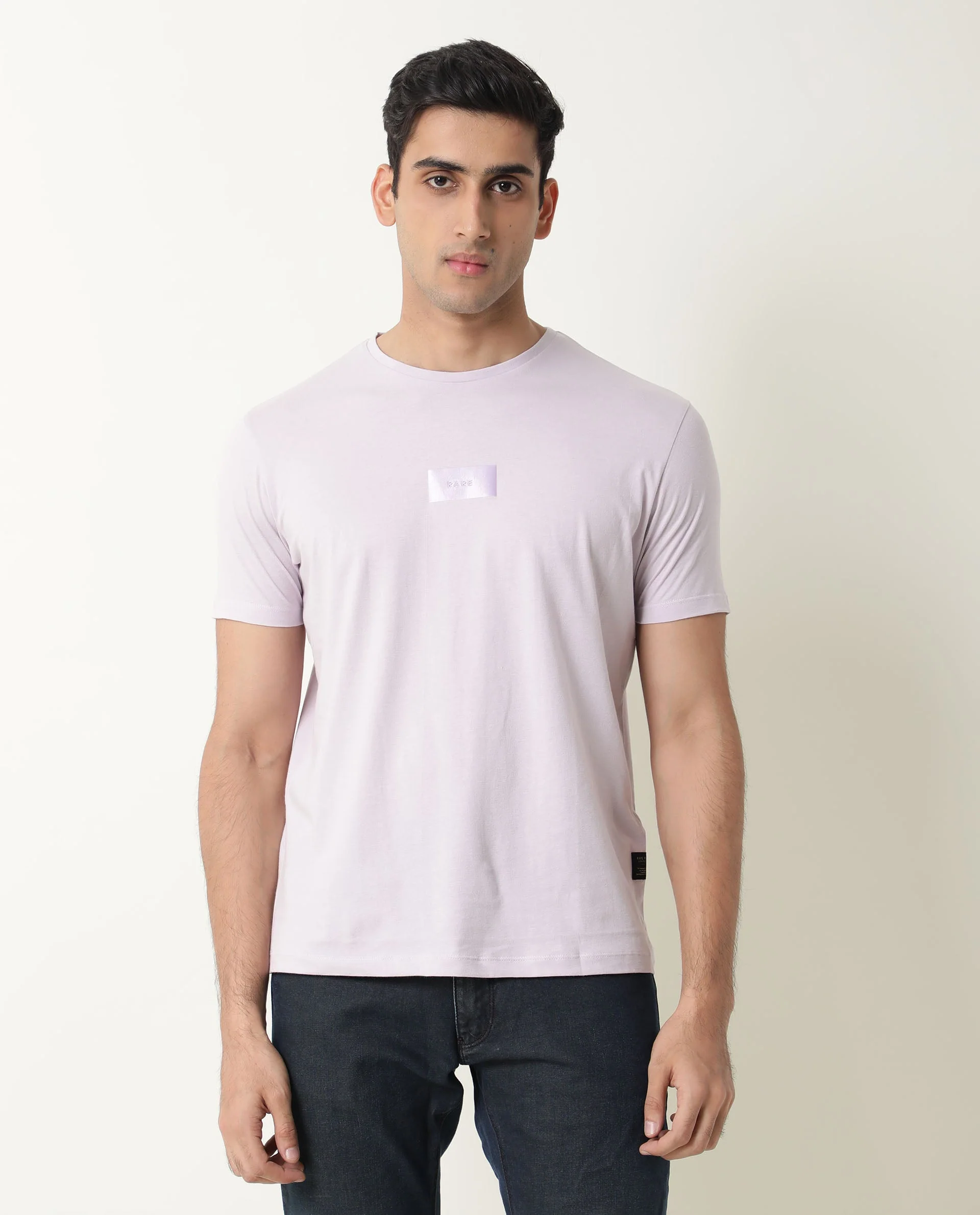 Rare Rabbit Men's Nex Purple Cotton Graphic Print Slim Fit Half Sleeve Crew Neck T-Shirt - Image 3