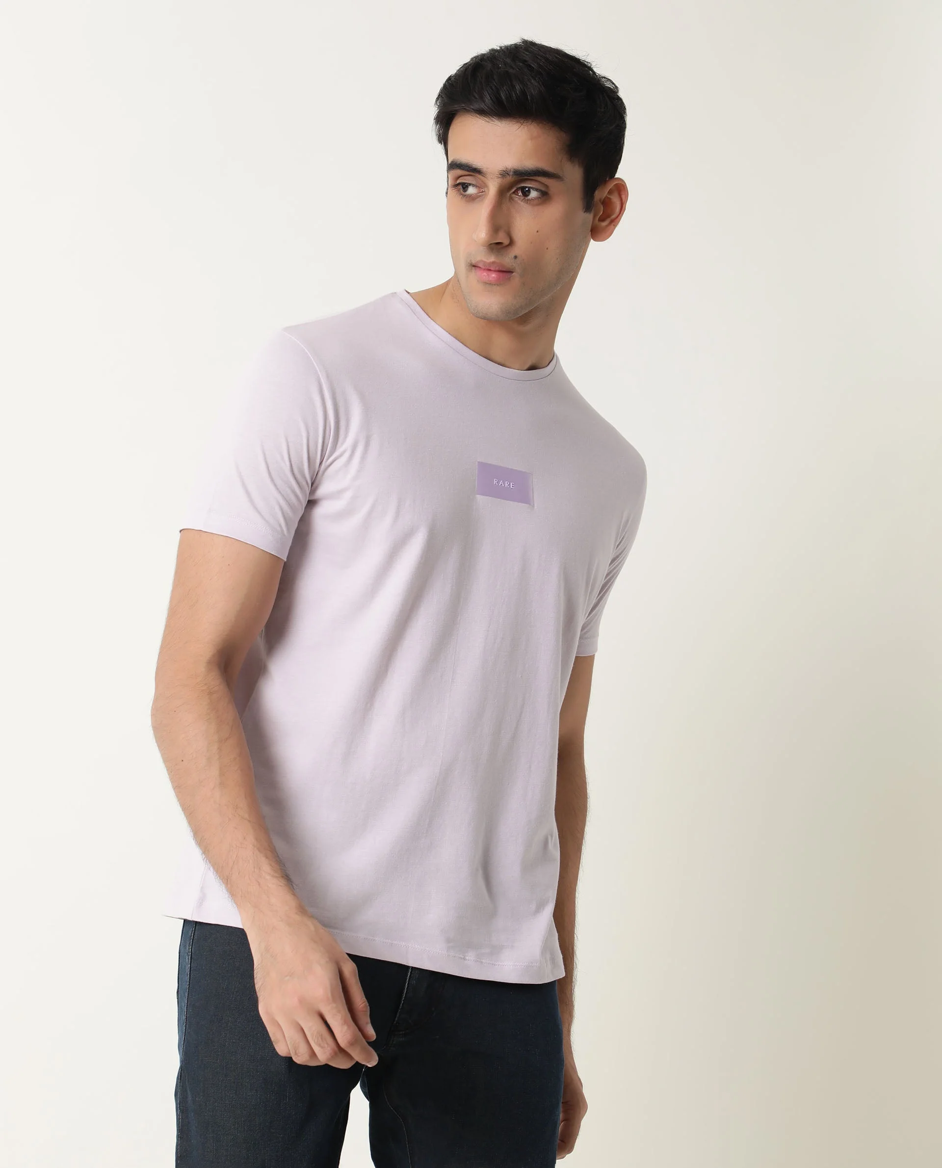 Rare Rabbit Men's Nex Purple Cotton Graphic Print Slim Fit Half Sleeve Crew Neck T-Shirt - Image 4
