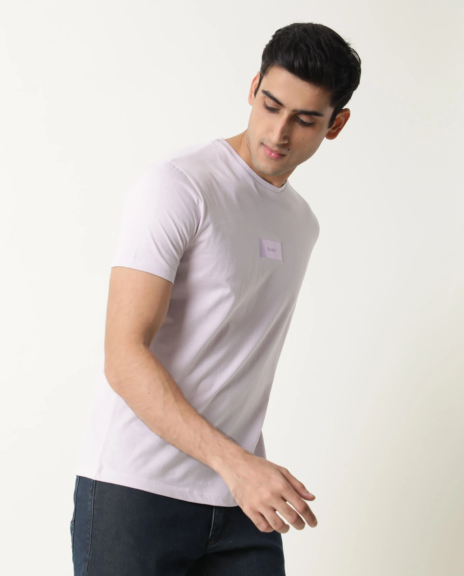 Rare Rabbit Men's Nex Purple Cotton Graphic Print Slim Fit Half Sleeve Crew Neck T-Shirt - Image 6