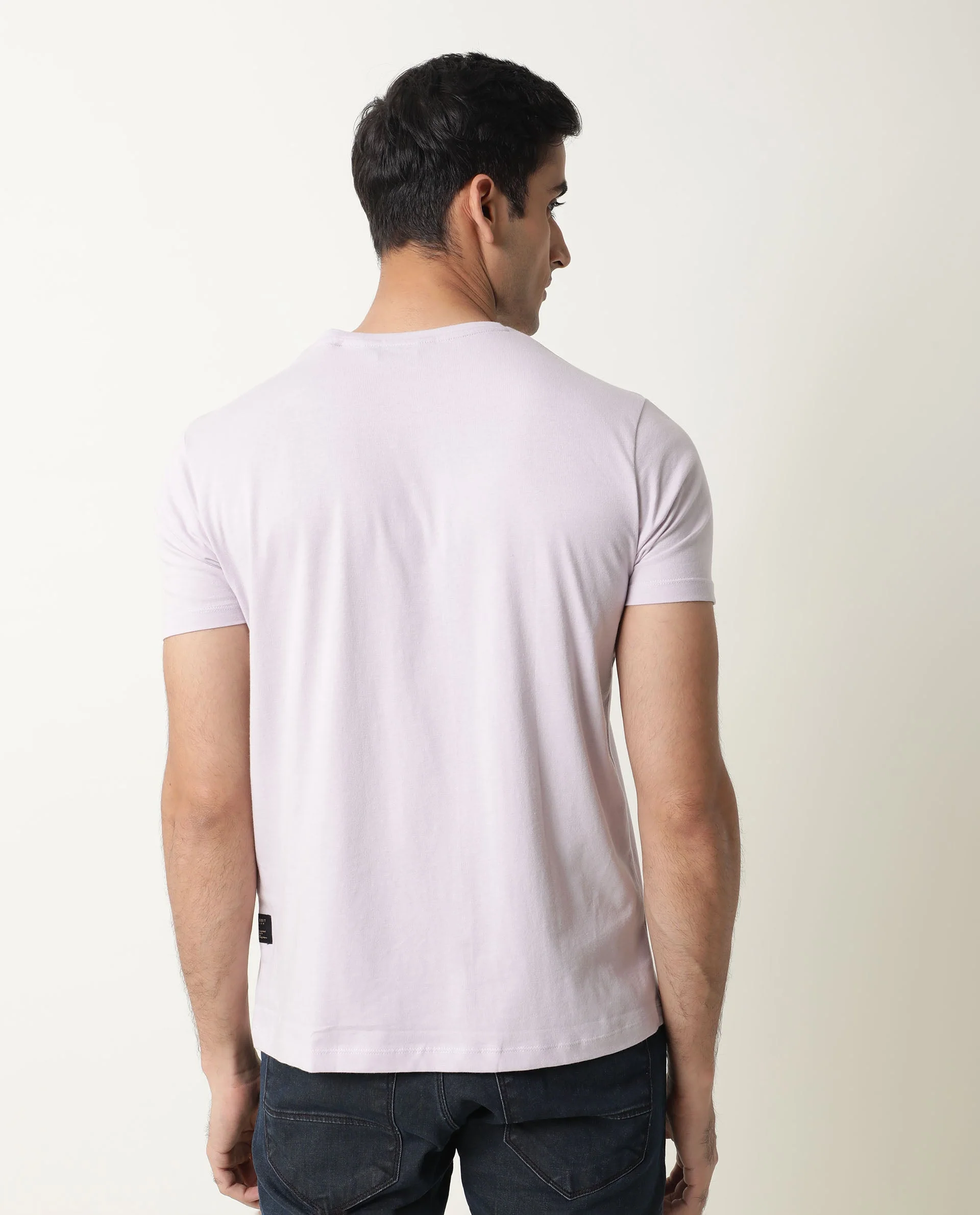 Rare Rabbit Men's Nex Purple Cotton Graphic Print Slim Fit Half Sleeve Crew Neck T-Shirt - Image 8