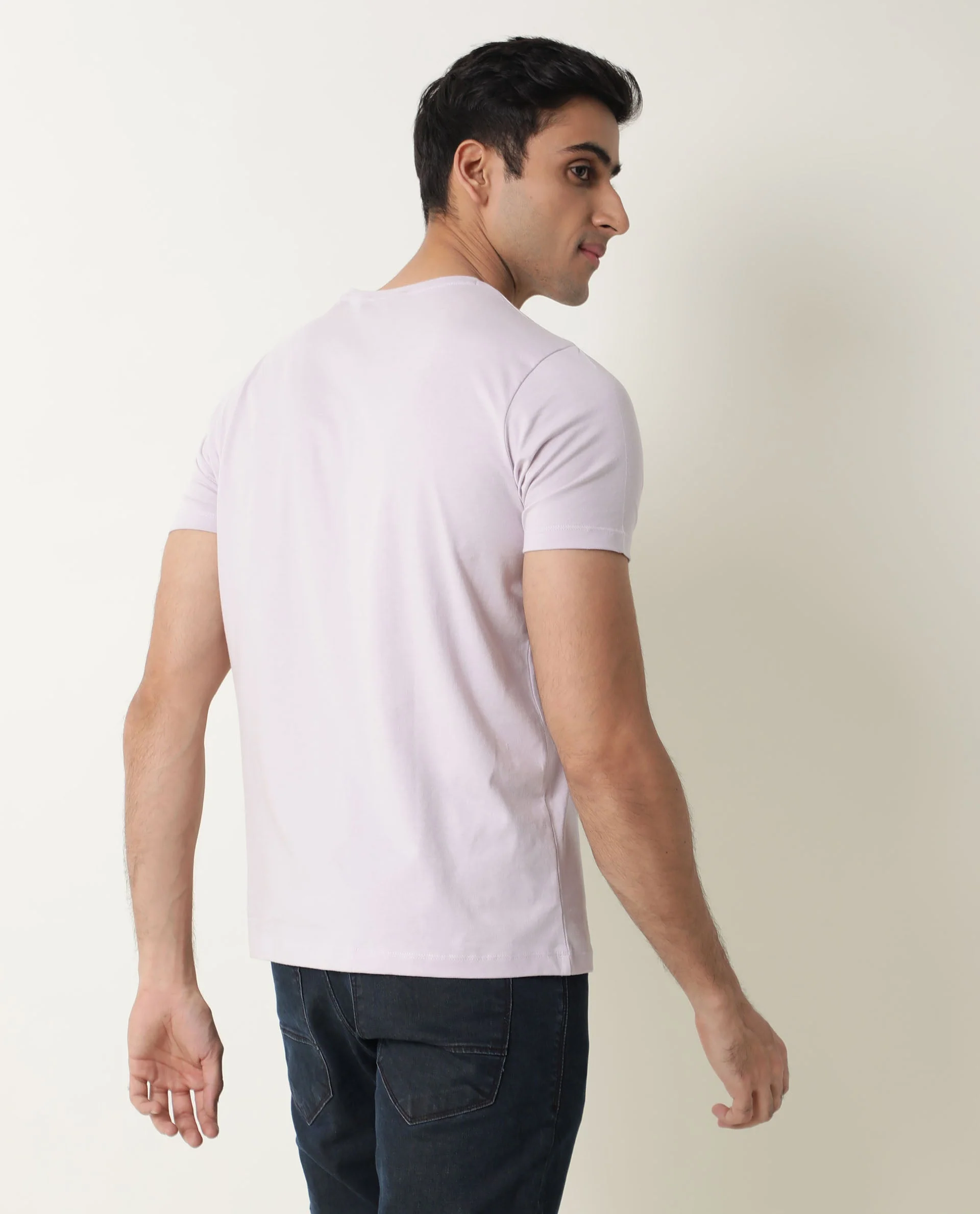 Rare Rabbit Men's Nex Purple Cotton Graphic Print Slim Fit Half Sleeve Crew Neck T-Shirt - Image 9