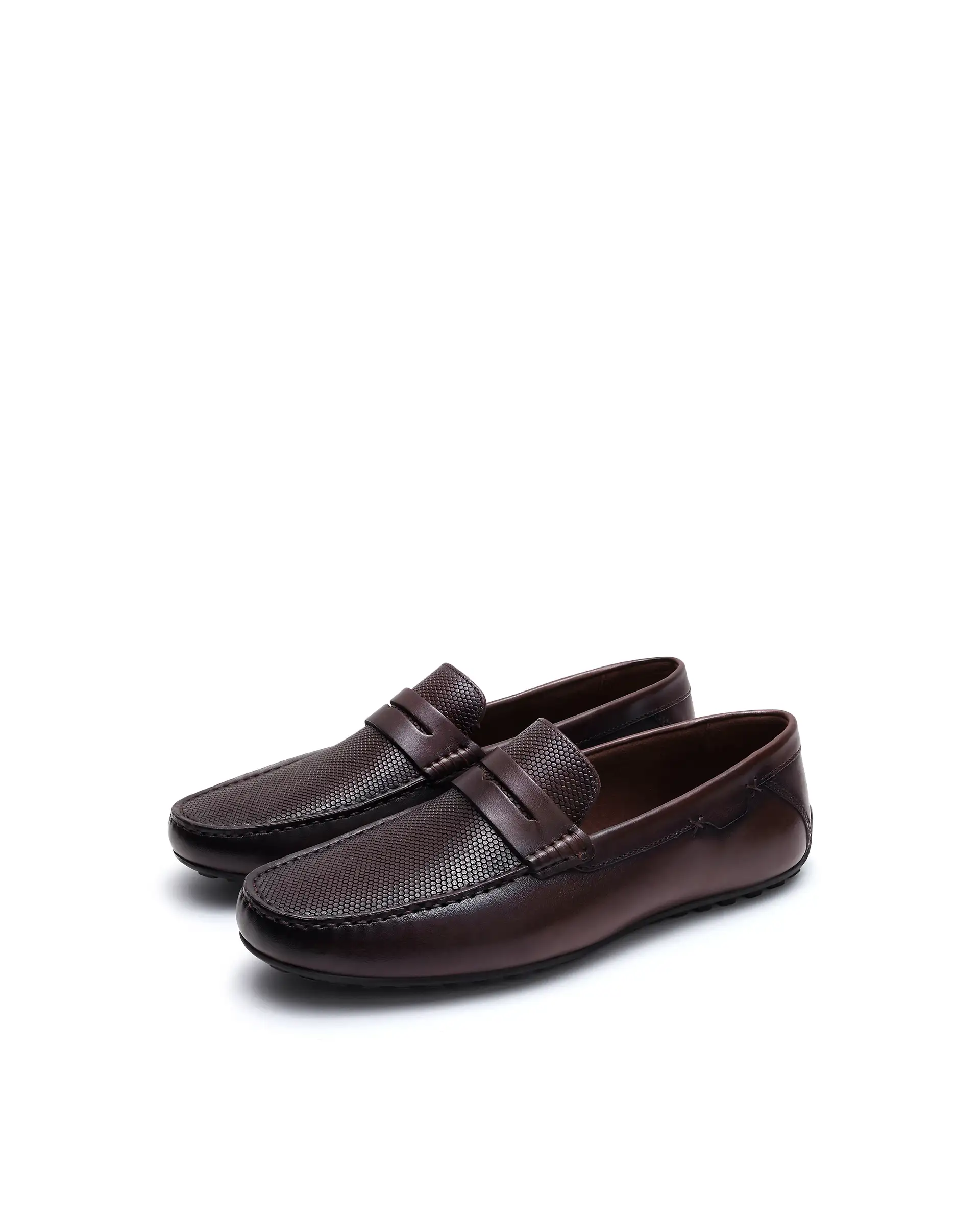 Rare Rabbit Men's Nexar Dark Burgundy Micro-textured Leather Drivers - Image 2