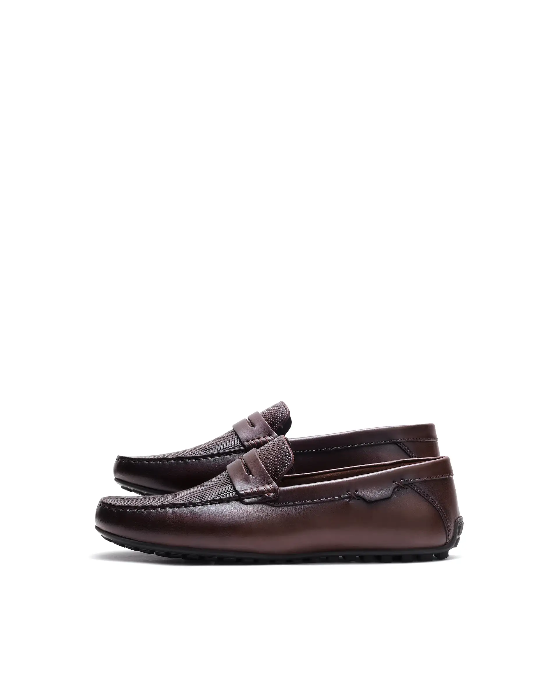 Rare Rabbit Men's Nexar Dark Burgundy Micro-textured Leather Drivers - Image 4