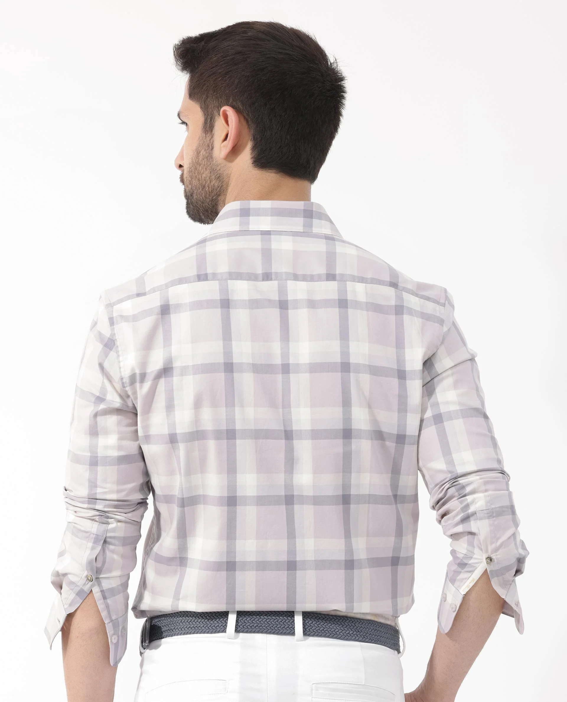 Rare Rabbit Men's Dusky Dusky Purple Cotton Checked Print Regular Fit Full Sleeve Collared Shirt - Image 10