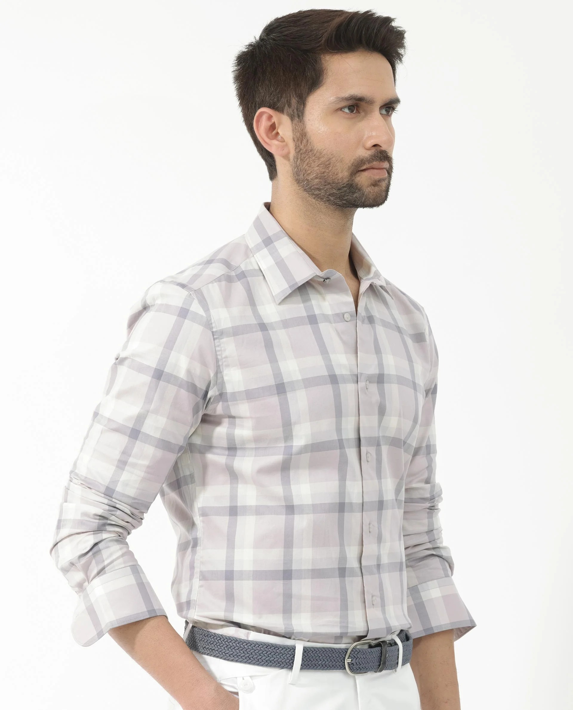 Rare Rabbit Men's Dusky Dusky Purple Cotton Checked Print Regular Fit Full Sleeve Collared Shirt - Image 3