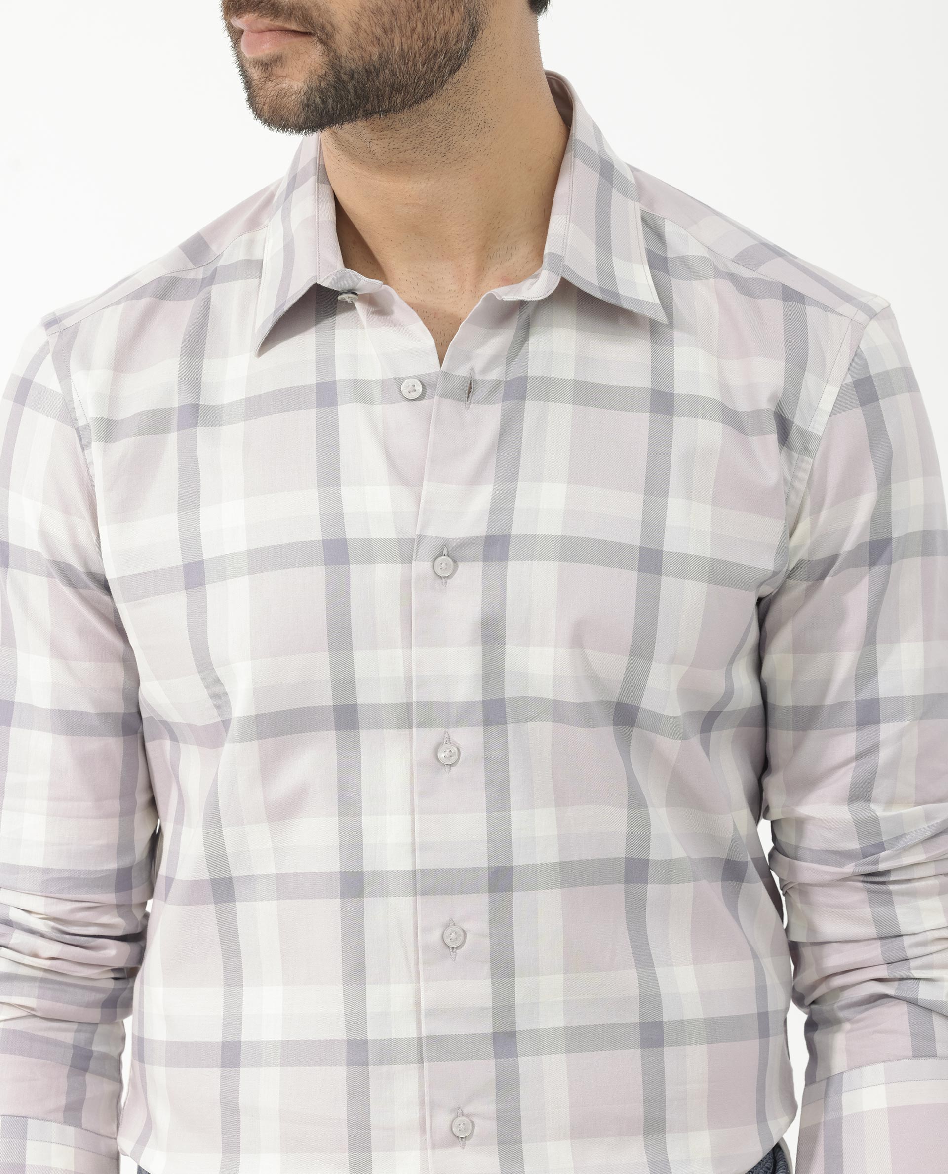 Rare Rabbit Men's Dusky Dusky Purple Cotton Checked Print Regular Fit Full Sleeve Collared Shirt - Image 4