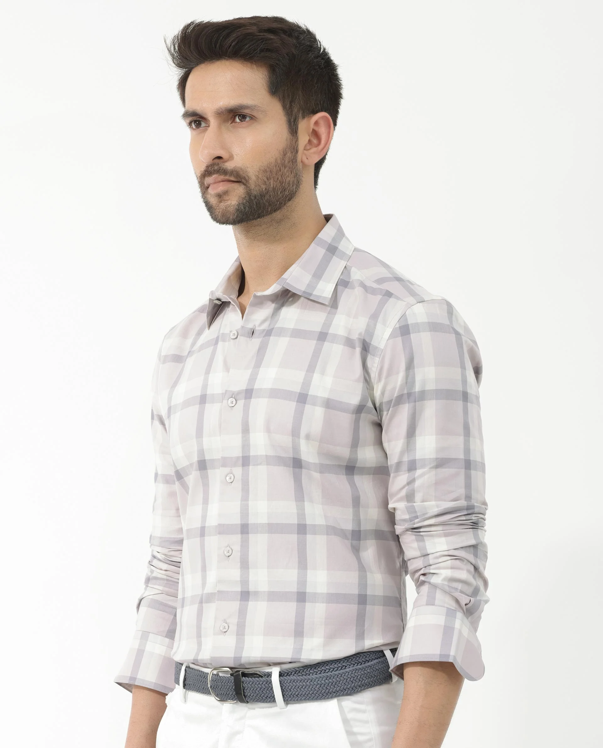 Rare Rabbit Men's Dusky Dusky Purple Cotton Checked Print Regular Fit Full Sleeve Collared Shirt - Image 9