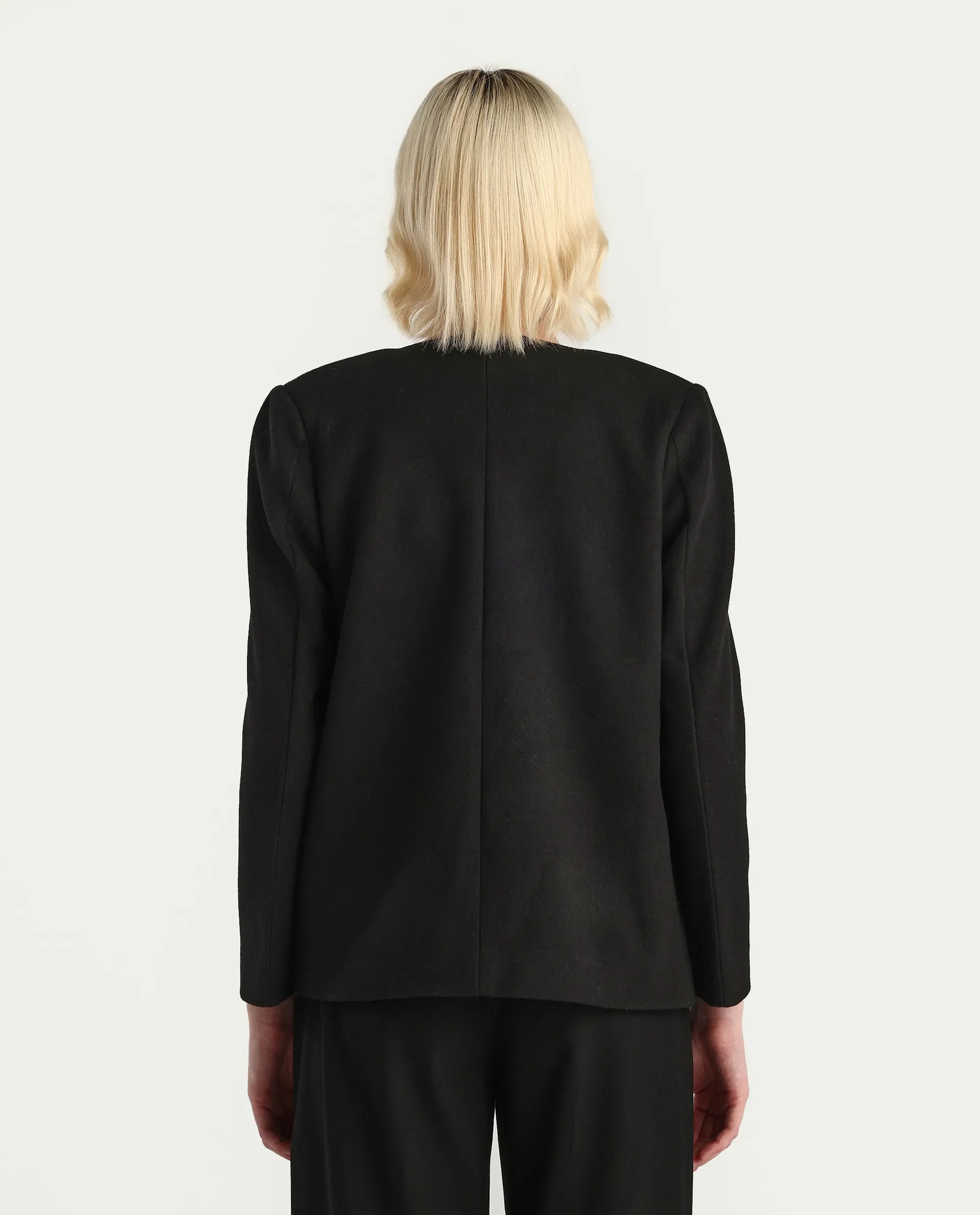 Rareism Women's Nexmar Black Polyester Blend Round Plain Jacket Fit Plain Jacket - Image 7