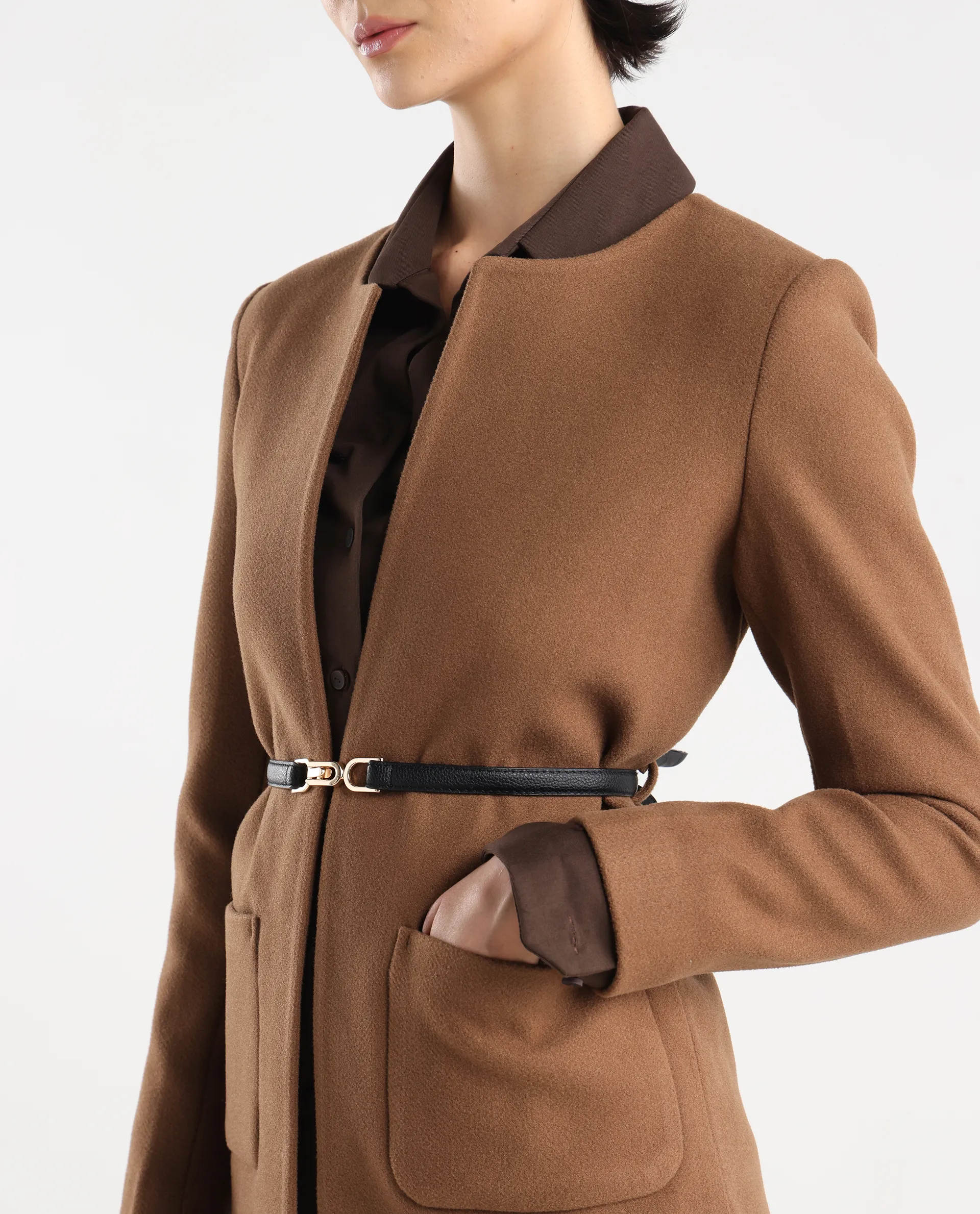 Rareism Women's Nexmar Tan Polyester Blend Jacket Plain Jacket - Image 5