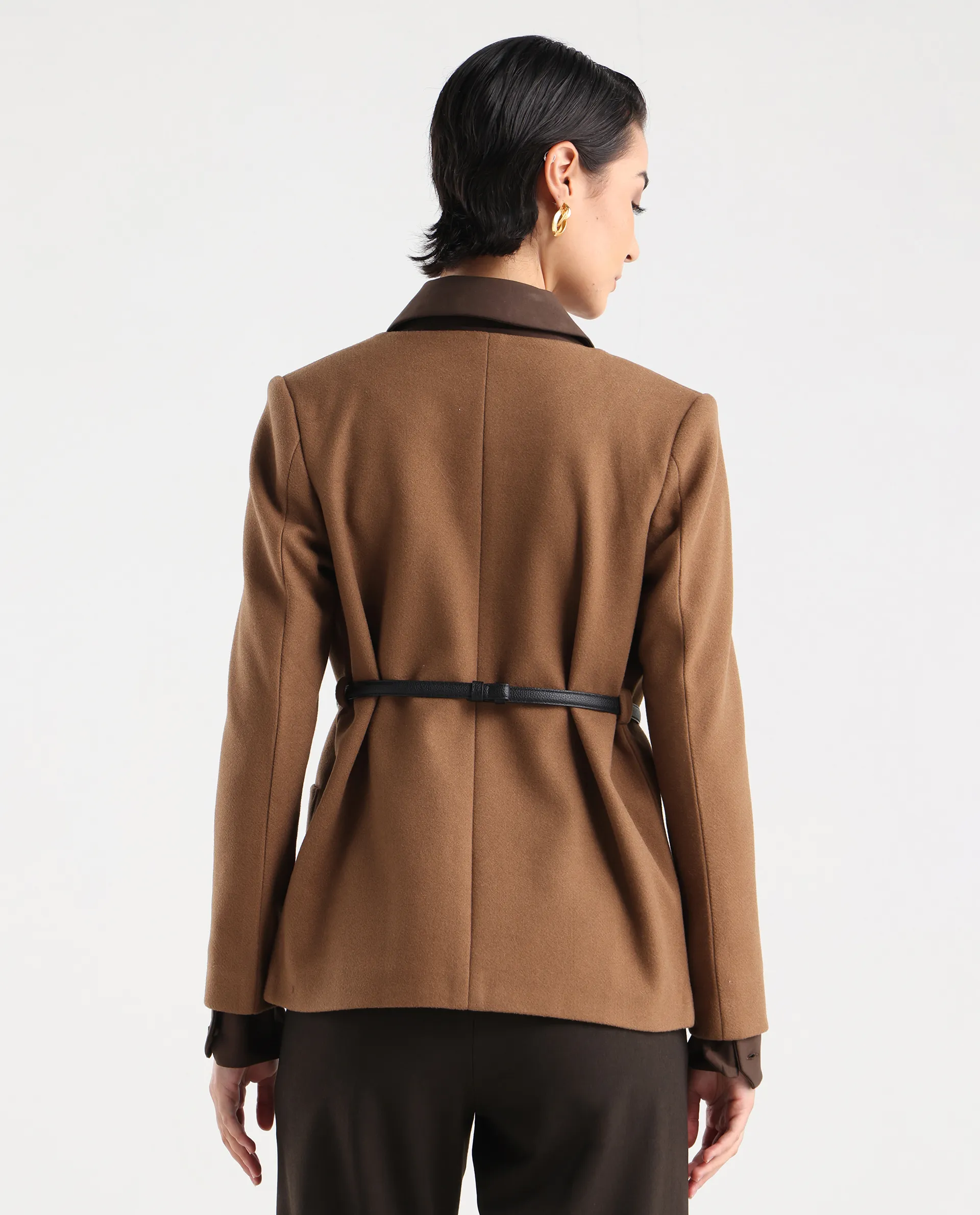 Rareism Women's Nexmar Tan Polyester Blend Jacket Plain Jacket - Image 8