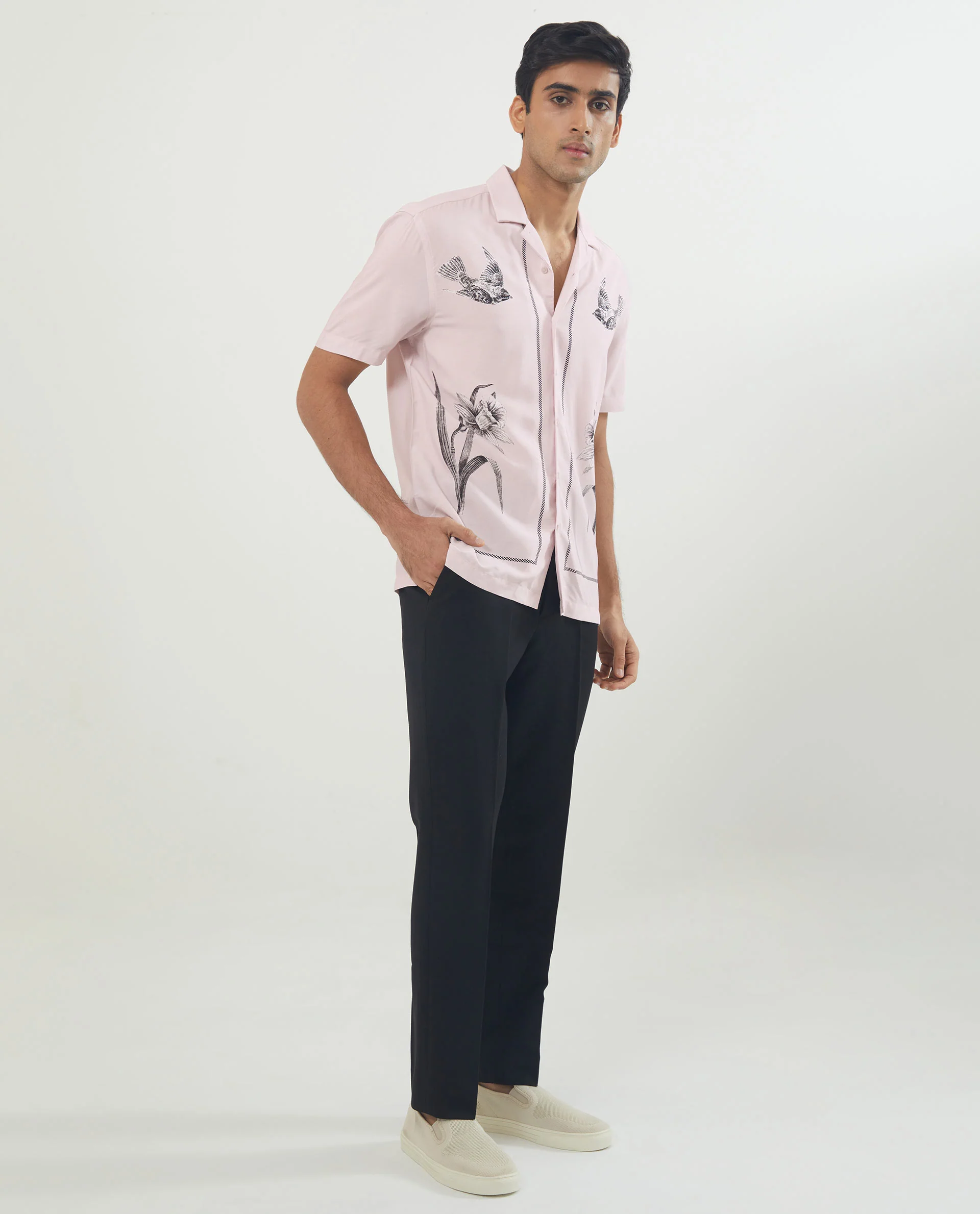 Rare Rabbit Men's Nicaro Pink Viscose Floral Print Regular Fit Half Sleeve Cuban Collar Shirt - Image 8
