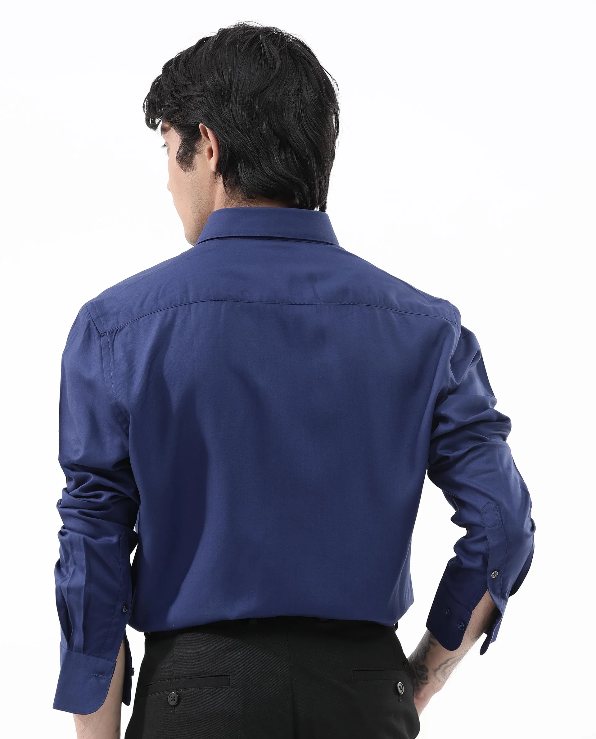 Rare Rabbit Men's Nicol Petrol Cotton Geometric Print Regular Fit Full Sleeve Collared Shirt - Image 8