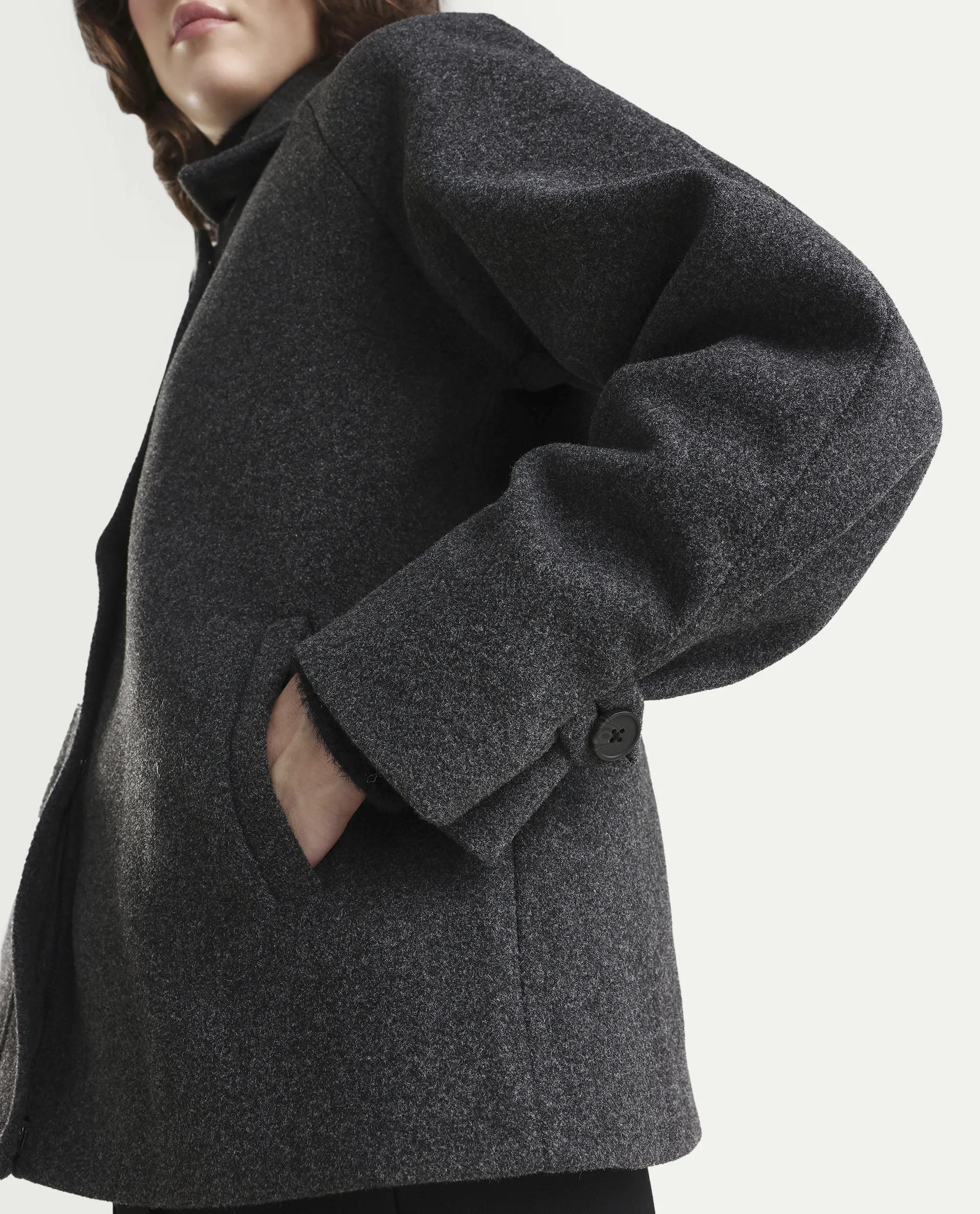 Rareism Women's Nicos Grey Polyester Blend Collared Neck Jacket Plain Jacket - Image 4