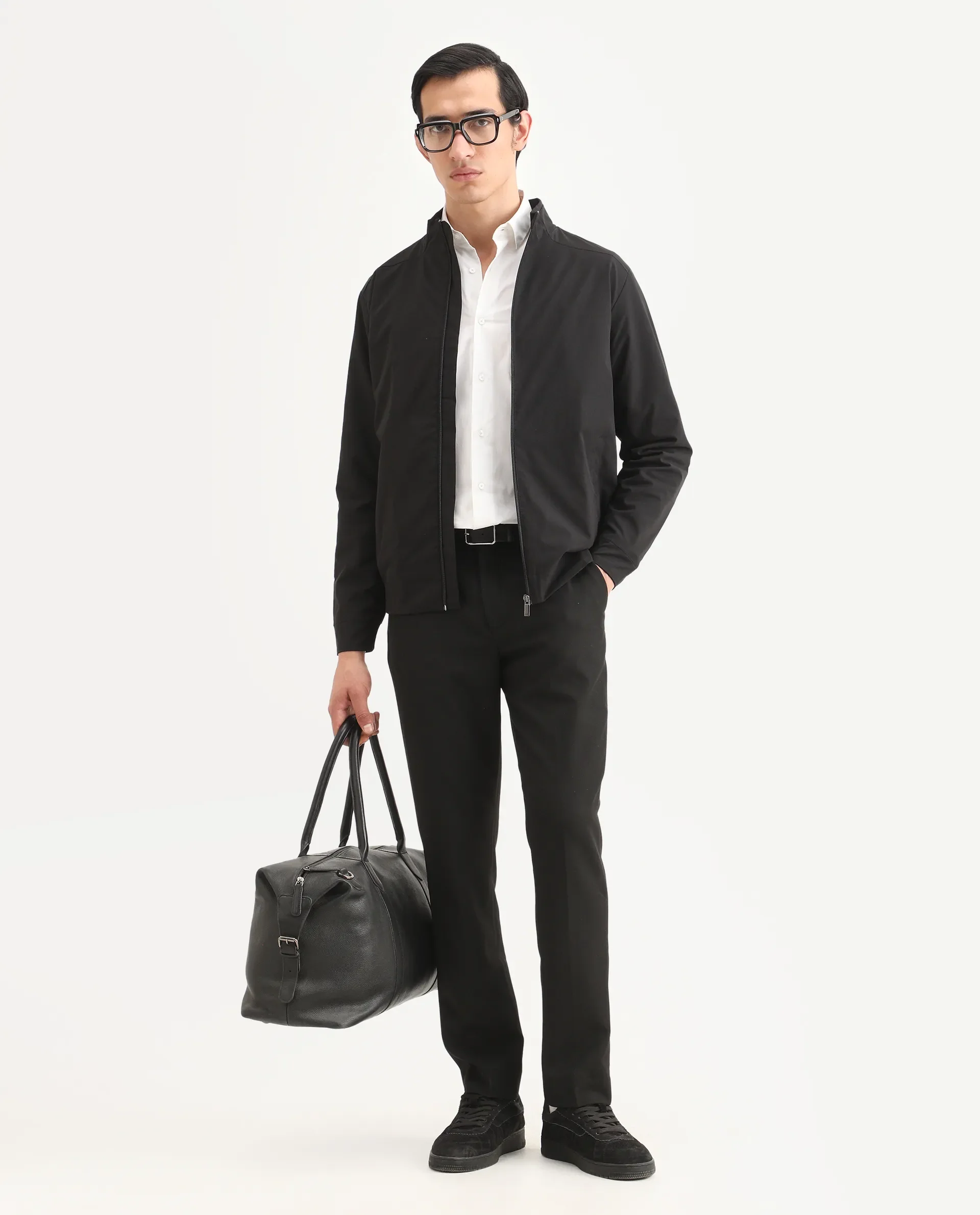 Rare Rabbit Men's Niger Black Polyester Typography Print Relaxed Fit Full Sleeve High Neck Jacket - Image 2