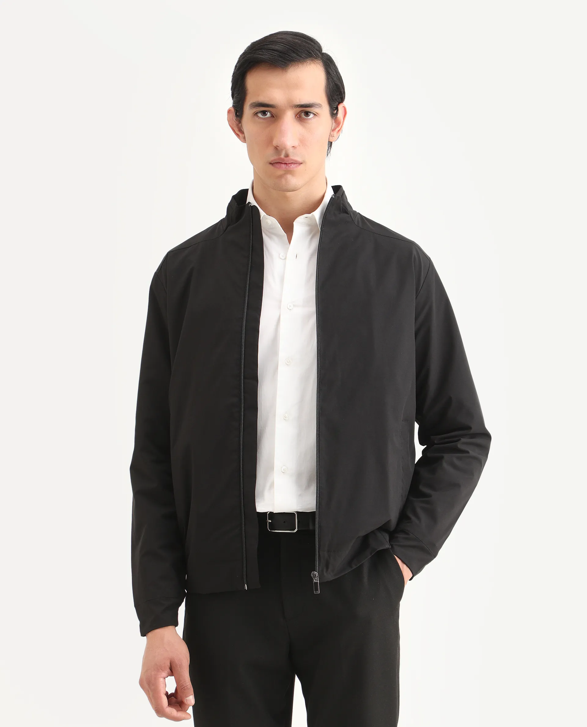Rare Rabbit Men's Niger Black Polyester Typography Print Relaxed Fit Full Sleeve High Neck Jacket - Image 3