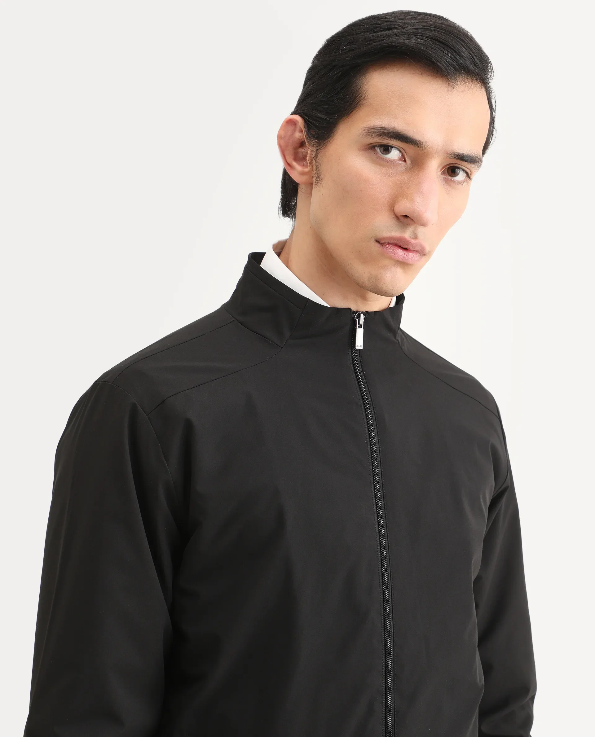 Rare Rabbit Men's Niger Black Polyester Typography Print Relaxed Fit Full Sleeve High Neck Jacket - Image 4