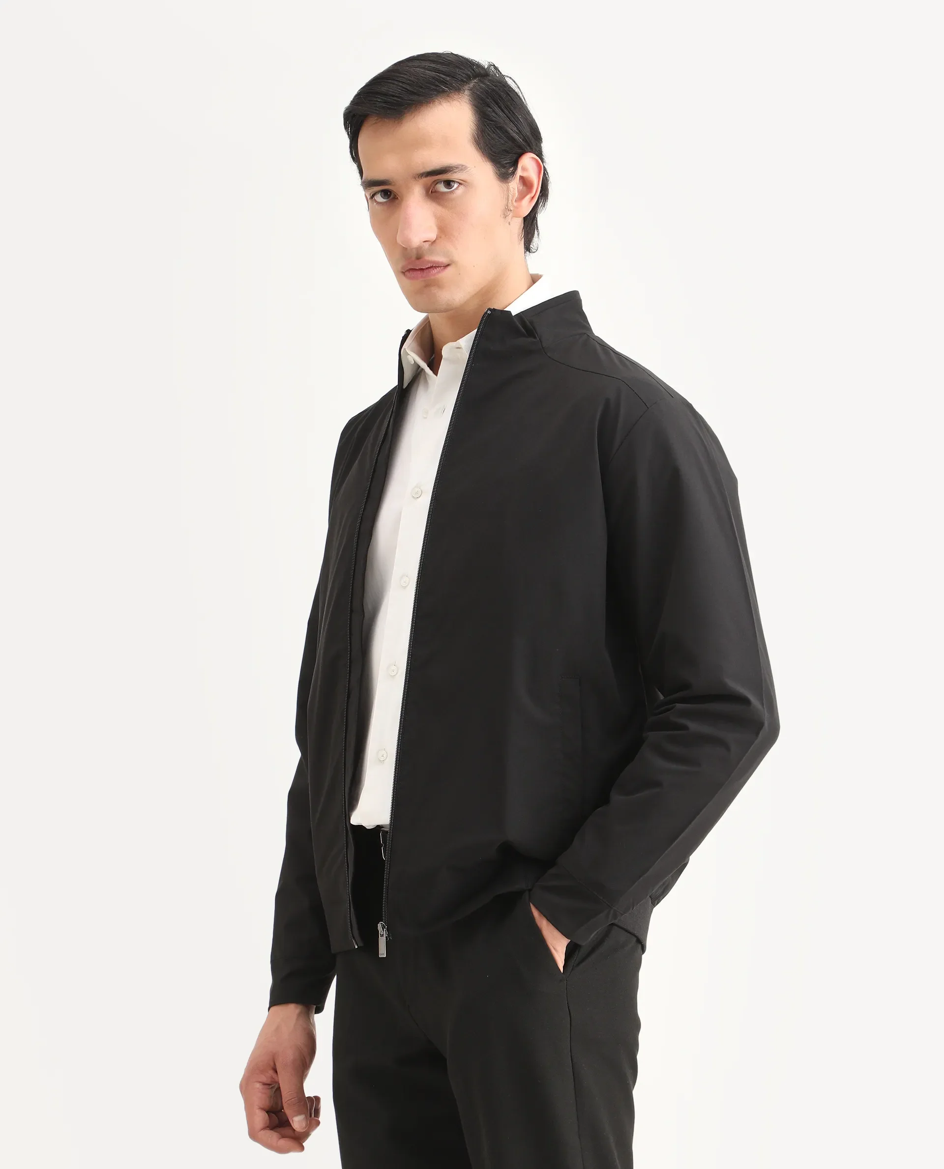 Rare Rabbit Men's Niger Black Polyester Typography Print Relaxed Fit Full Sleeve High Neck Jacket - Image 5