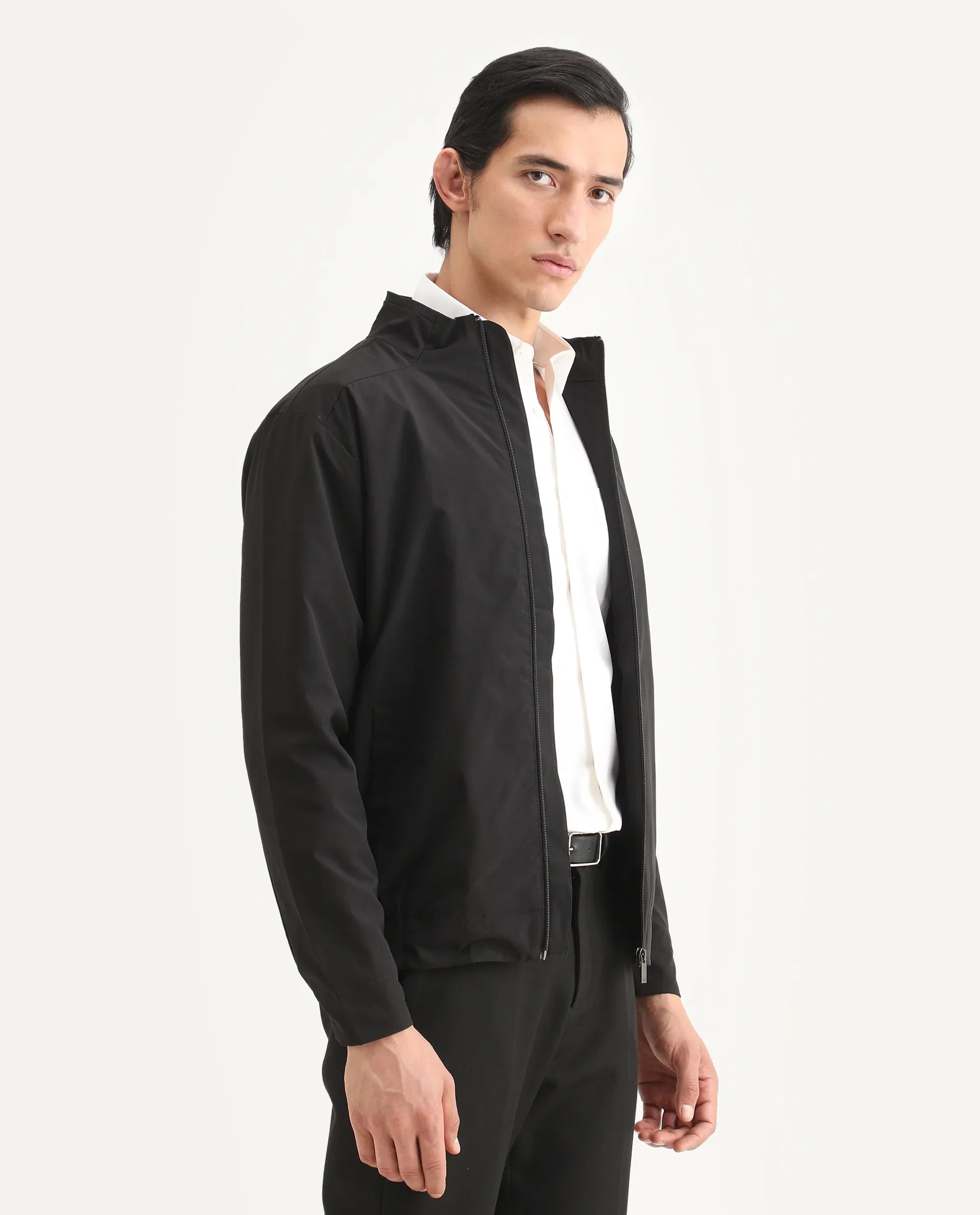Rare Rabbit Men's Niger Black Polyester Typography Print Relaxed Fit Full Sleeve High Neck Jacket - Image 6