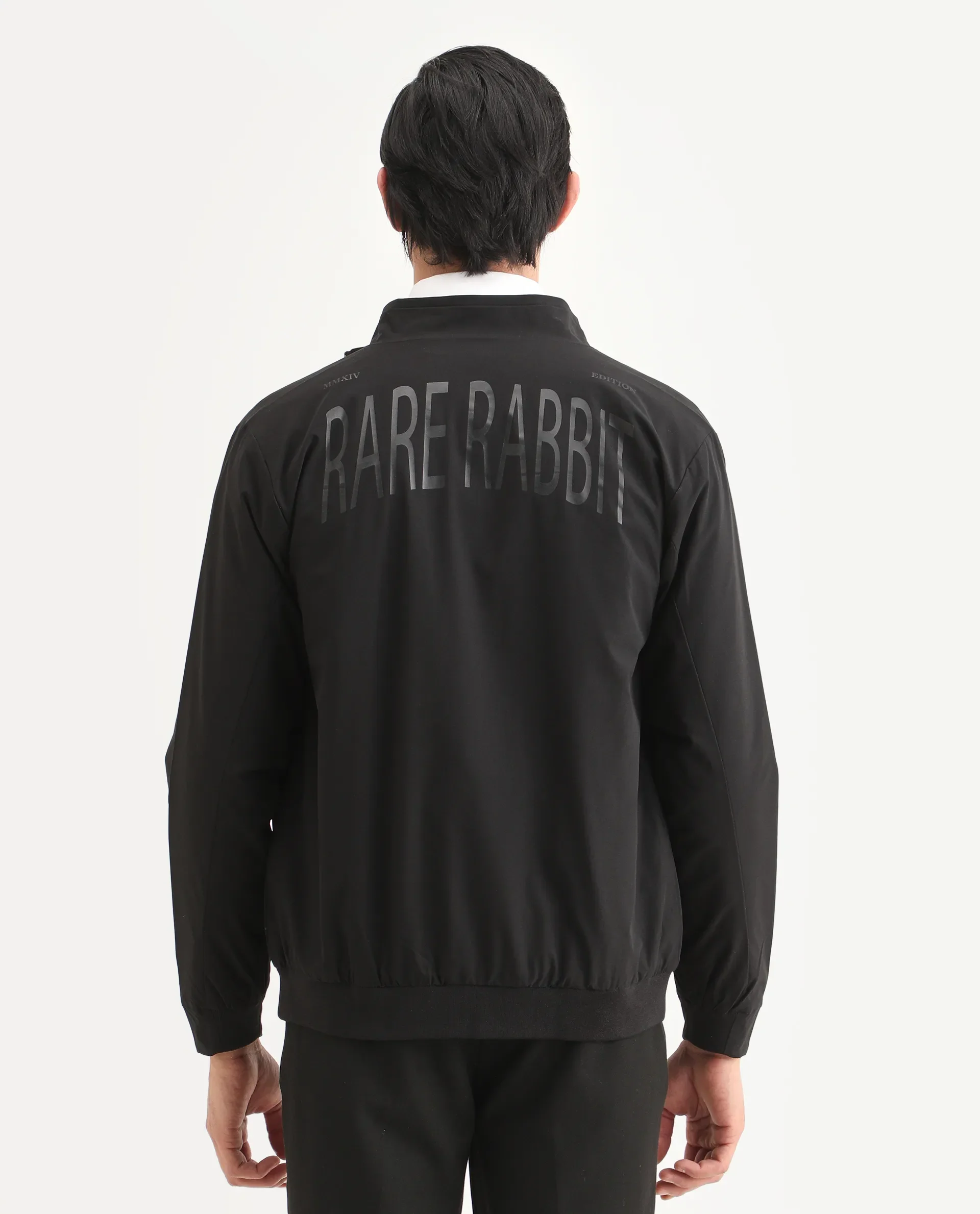 Rare Rabbit Men's Niger Black Polyester Typography Print Relaxed Fit Full Sleeve High Neck Jacket - Image 7