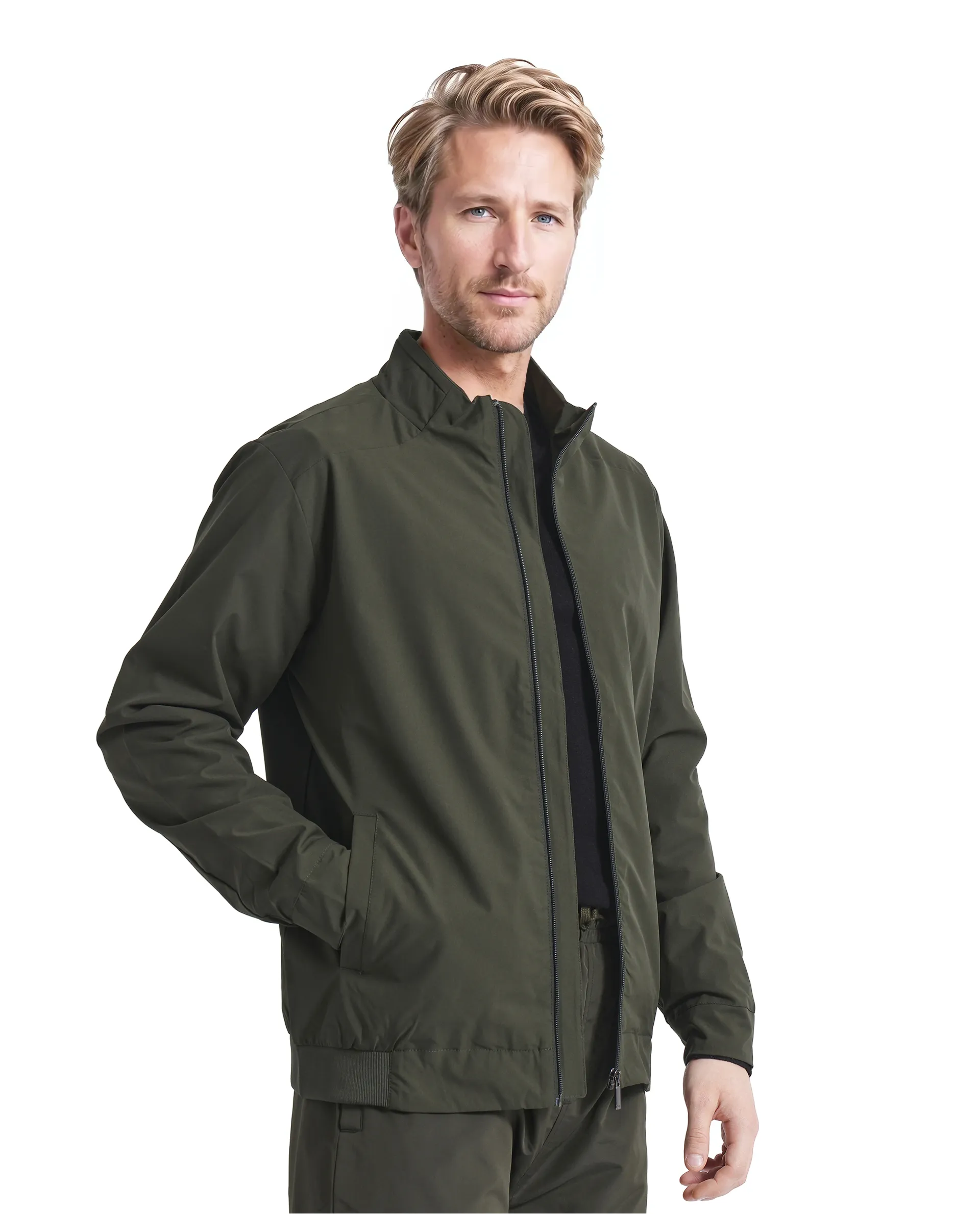 Rare Rabbit Men's Niger Green Polyester Typography Print Relaxed Fit Full Sleeve High Neck Jacket - Image 4