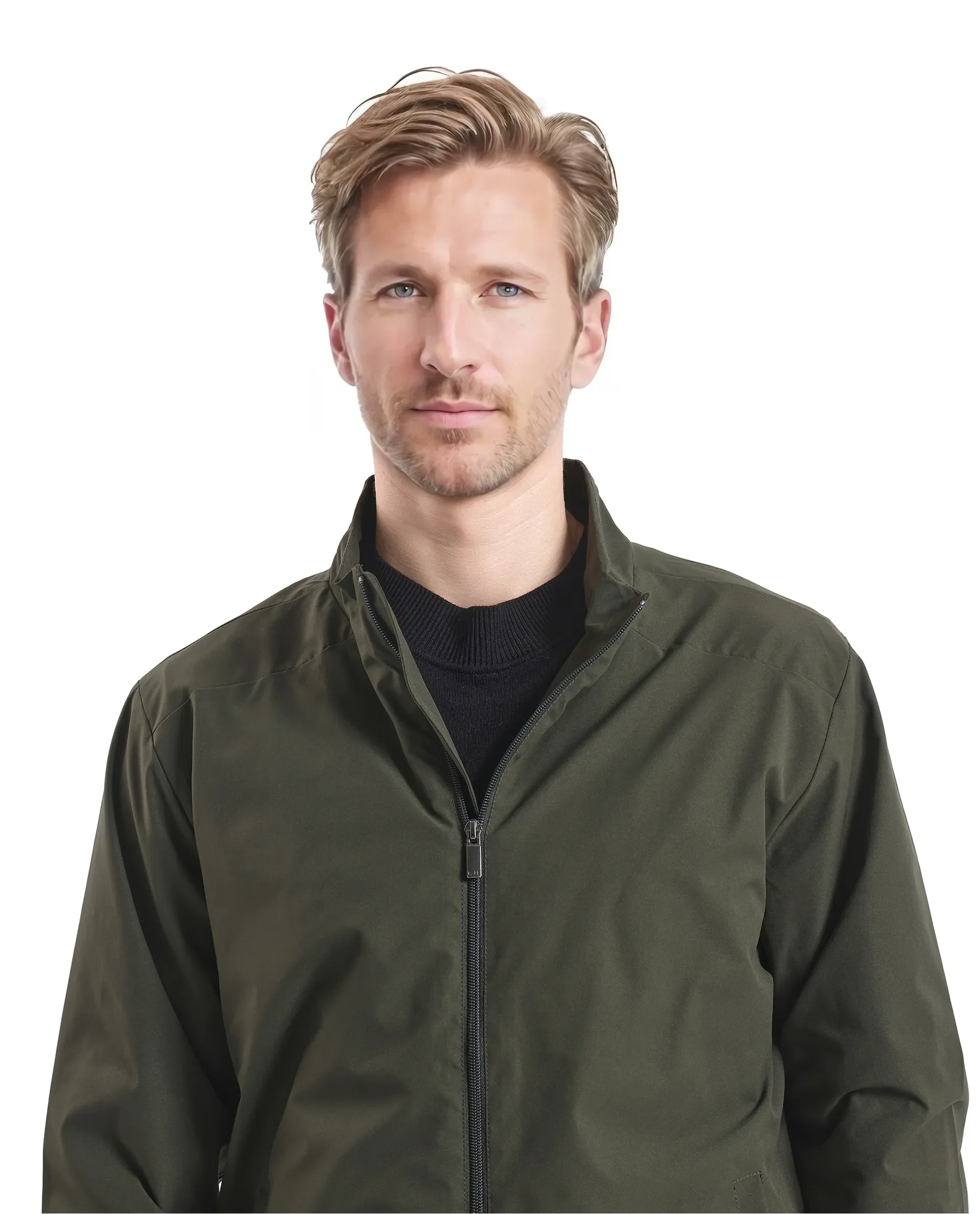 Rare Rabbit Men's Niger Green Polyester Typography Print Relaxed Fit Full Sleeve High Neck Jacket - Image 7