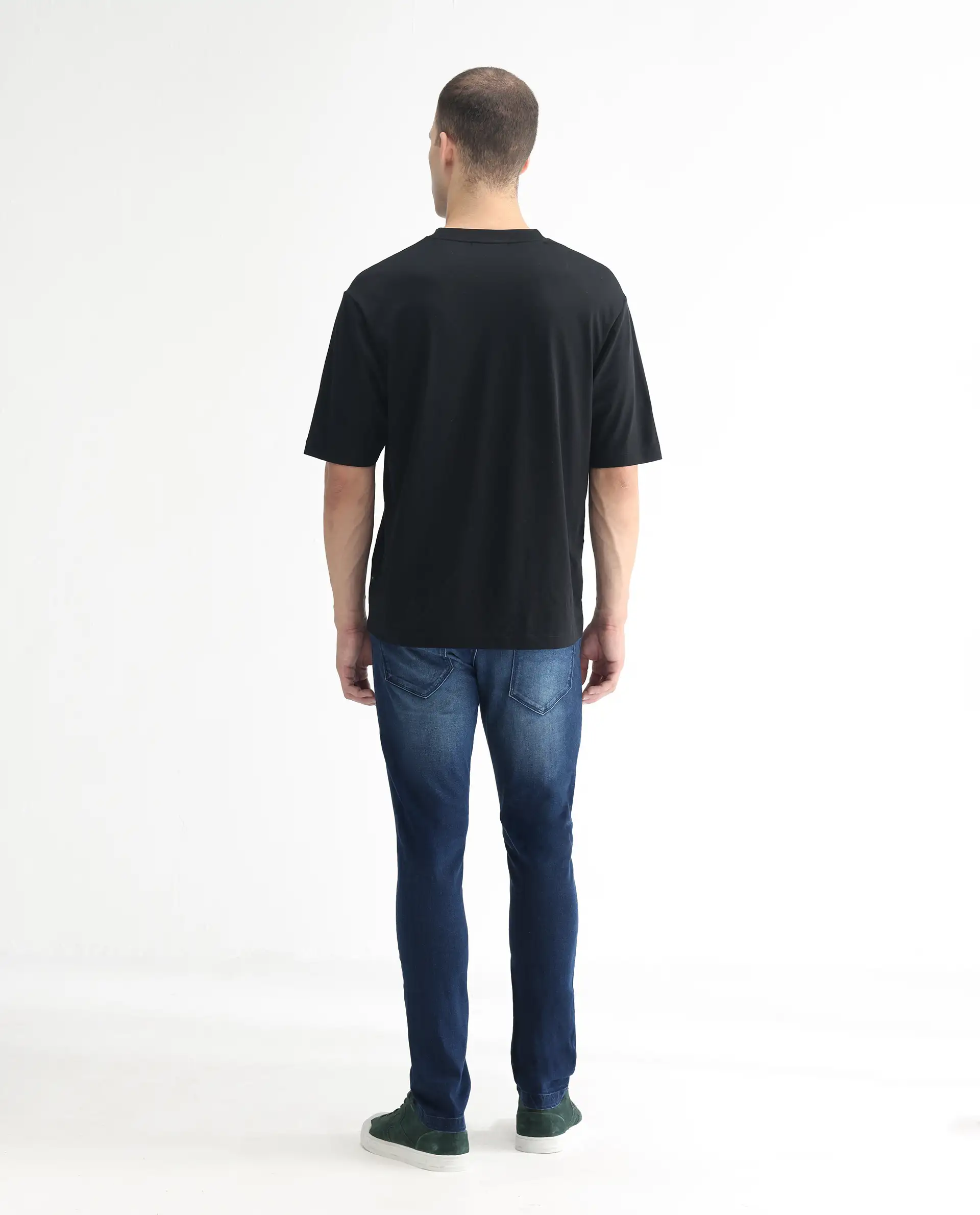 Rare Rabbit Men's Night Blue Cotton Plain Hawk Slim Fit Jeans - Image 9