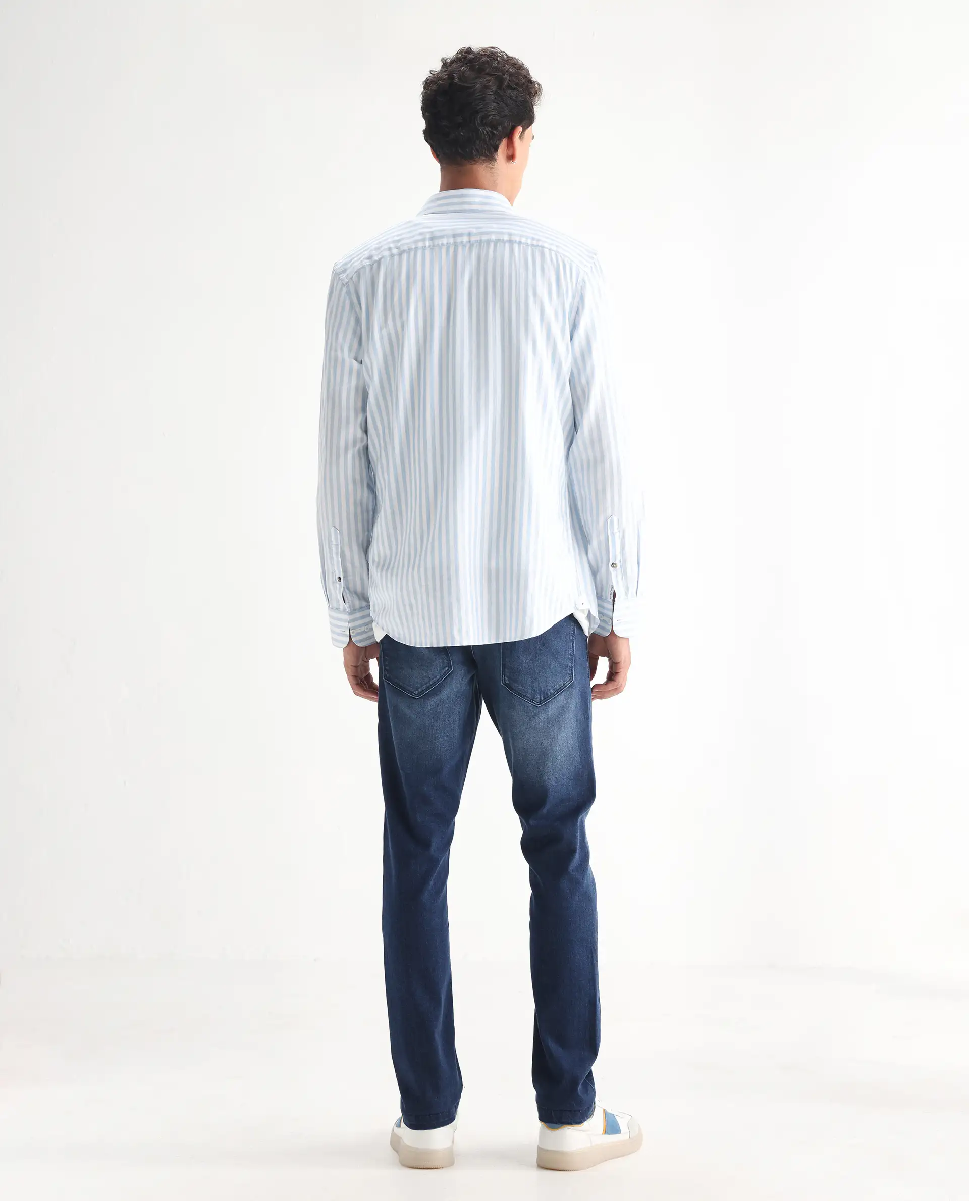 Rare Rabbit Men's Night Dark Blue Cotton Plain Hawk Slim Fit Jeans - Image 3