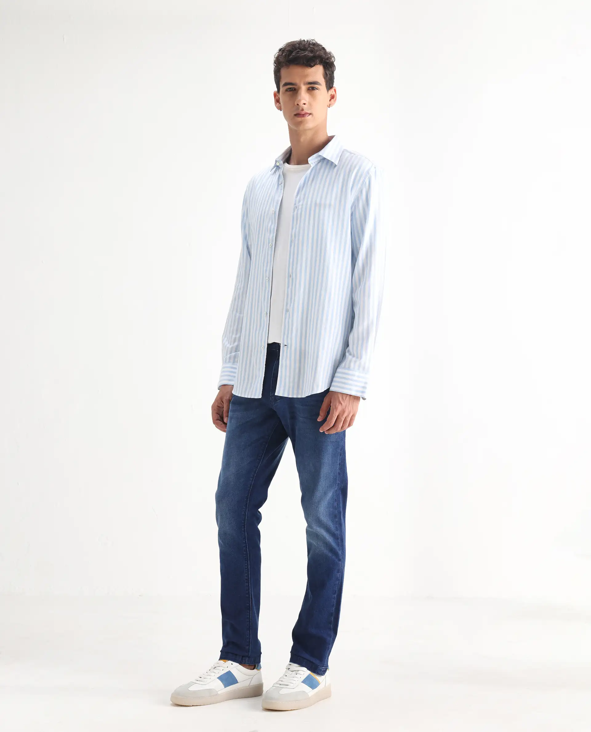 Rare Rabbit Men's Night Dark Blue Cotton Plain Hawk Slim Fit Jeans - Image 5
