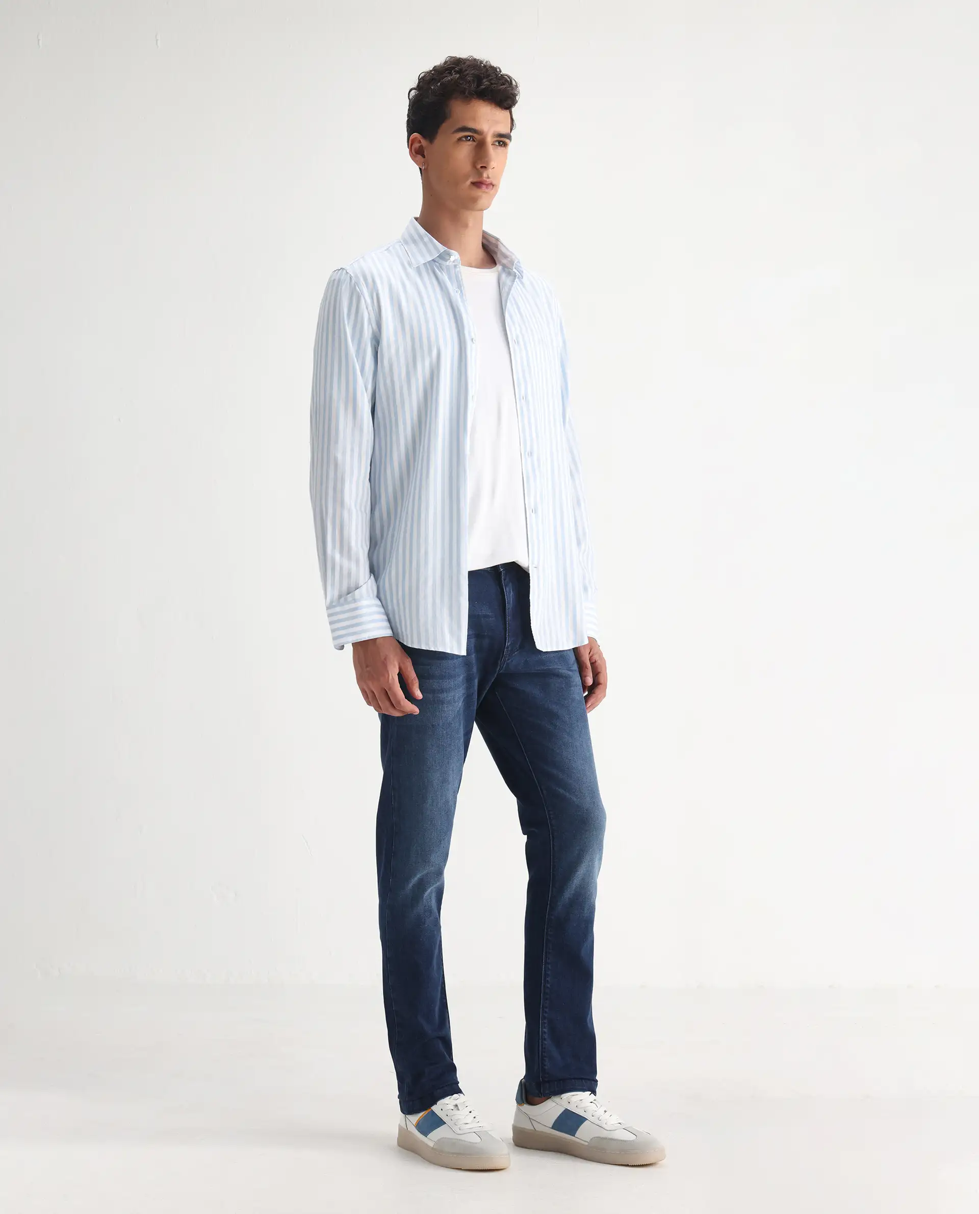 Rare Rabbit Men's Night Dark Blue Cotton Plain Hawk Slim Fit Jeans - Image 7