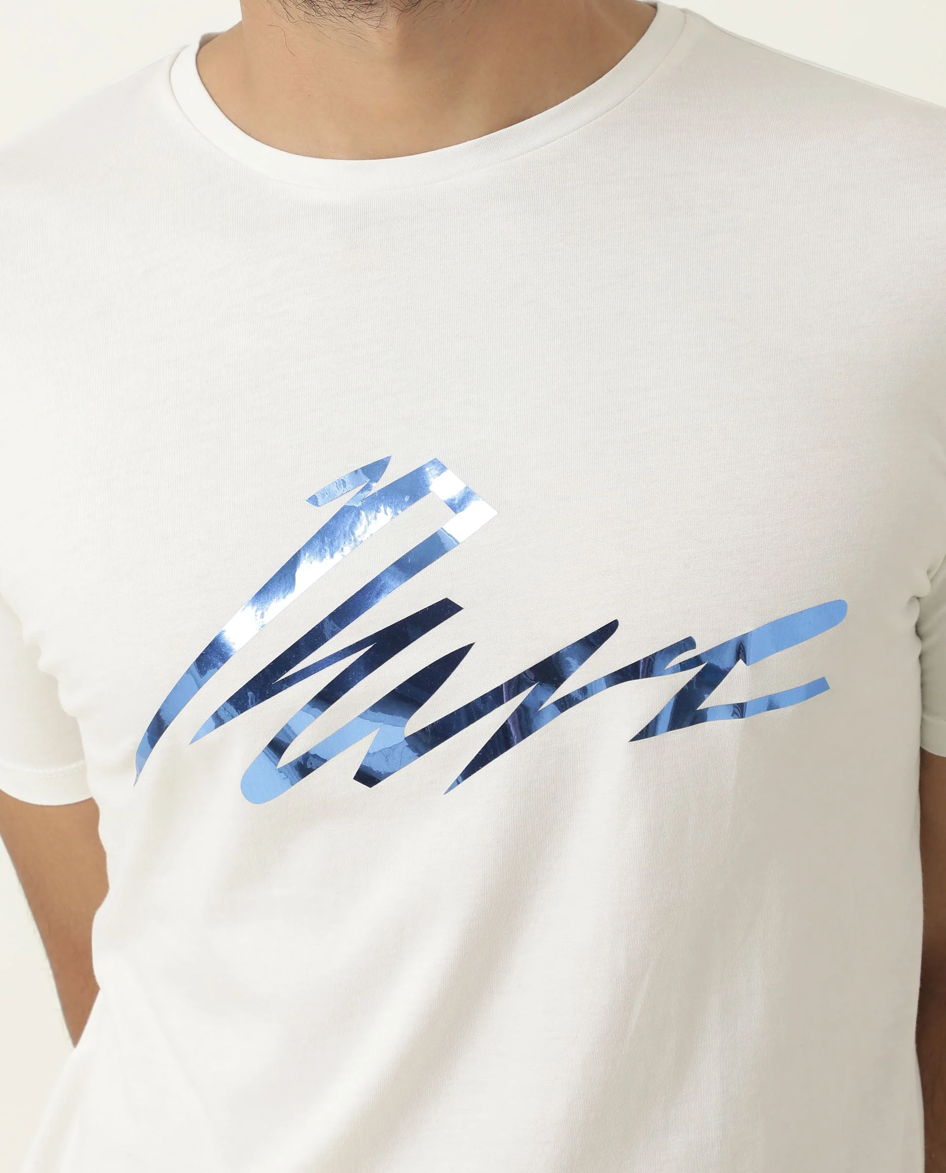 Rare Rabbit Men's Nik White Cotton Graphic Print Slim Fit Half Sleeve Crew Neck T-Shirt - Image 9