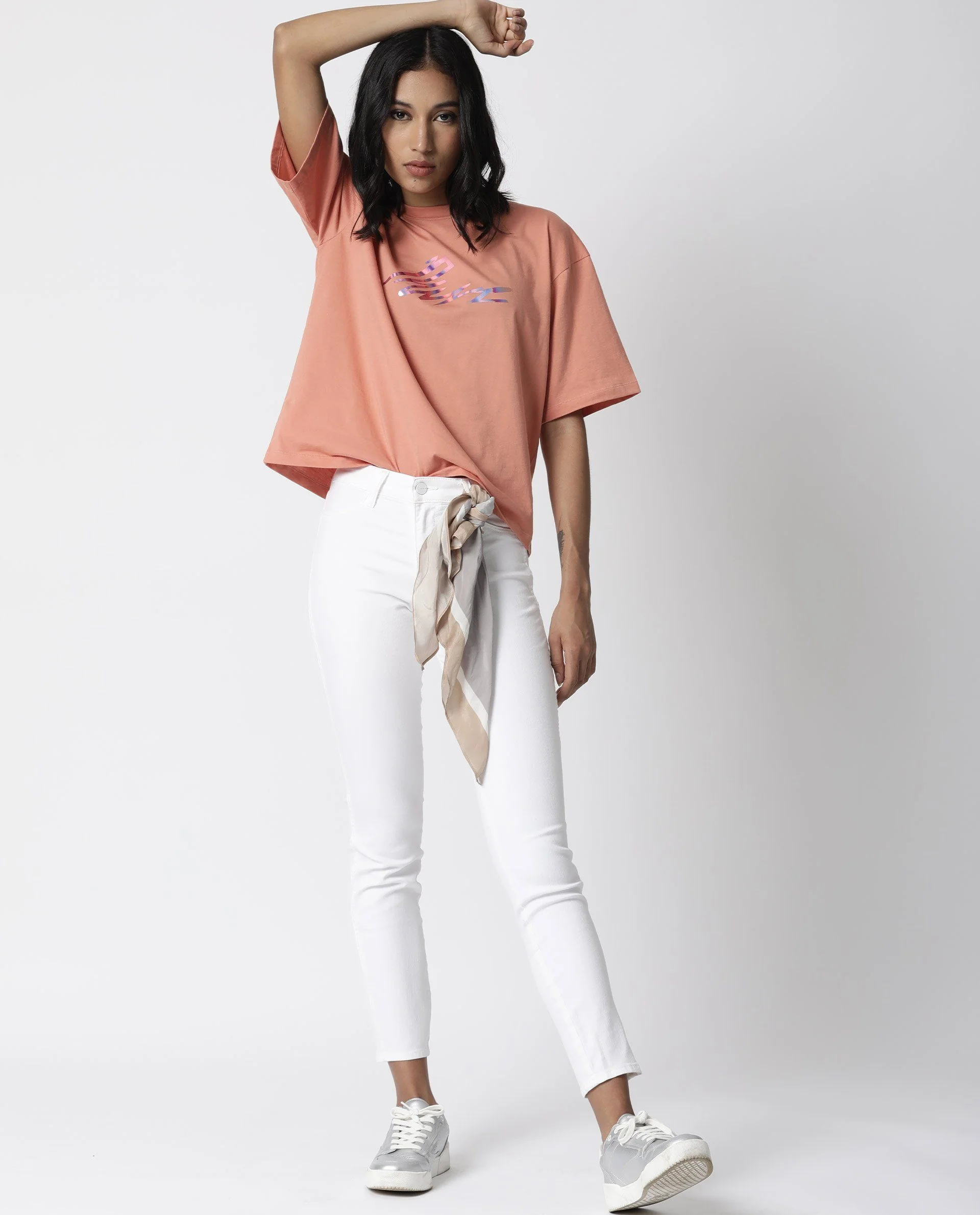 Rareism Women Niki Orange T-Shirt Short Sleeves - Image 4
