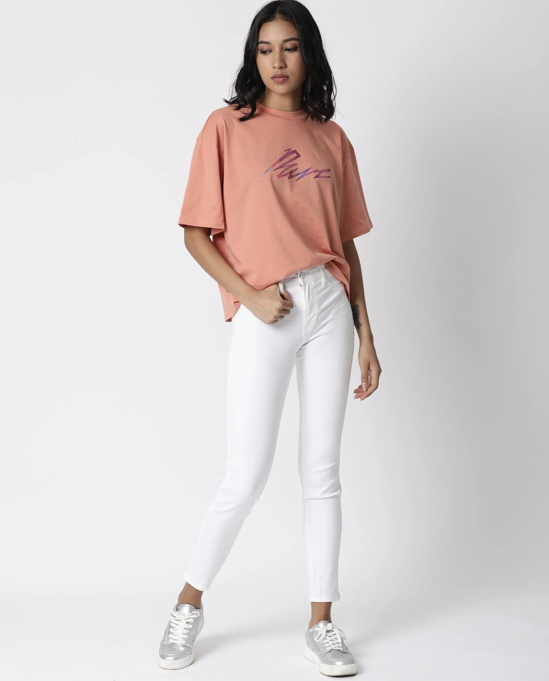 Rareism Women Niki Orange T-Shirt Short Sleeves - Image 6