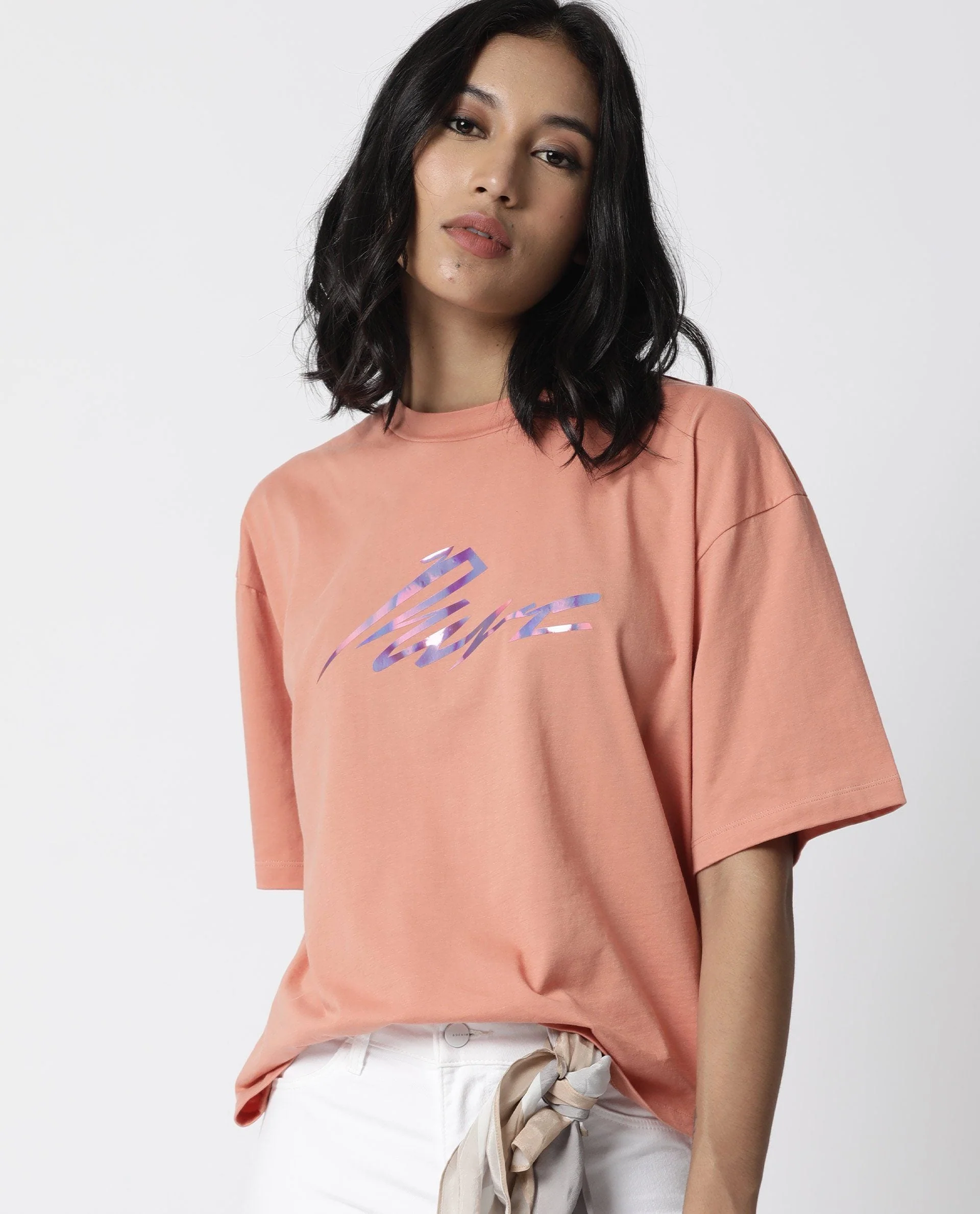 Rareism Women Niki Orange T-Shirt Short Sleeves - Image 7